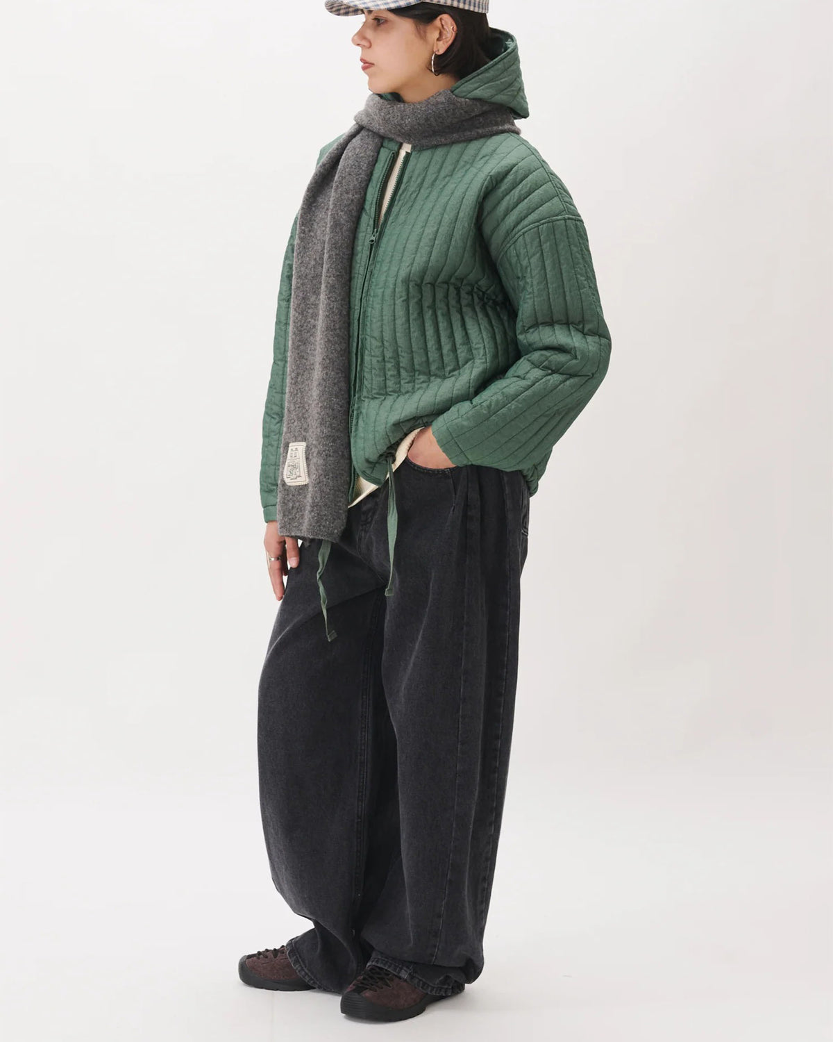 Side-Pleat Big Jeans - Black