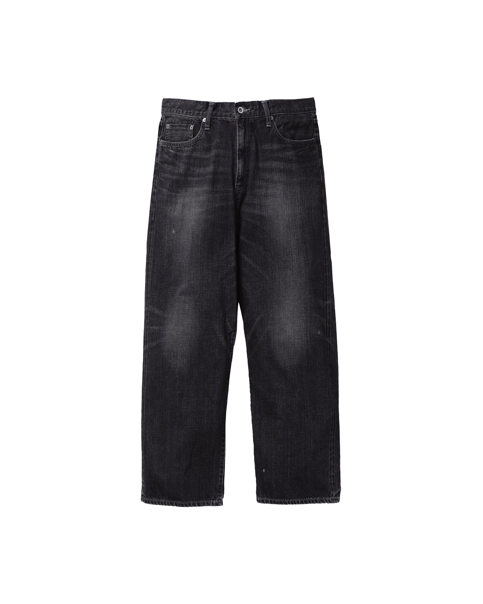 Washed Denim DP Wide Pants - Black