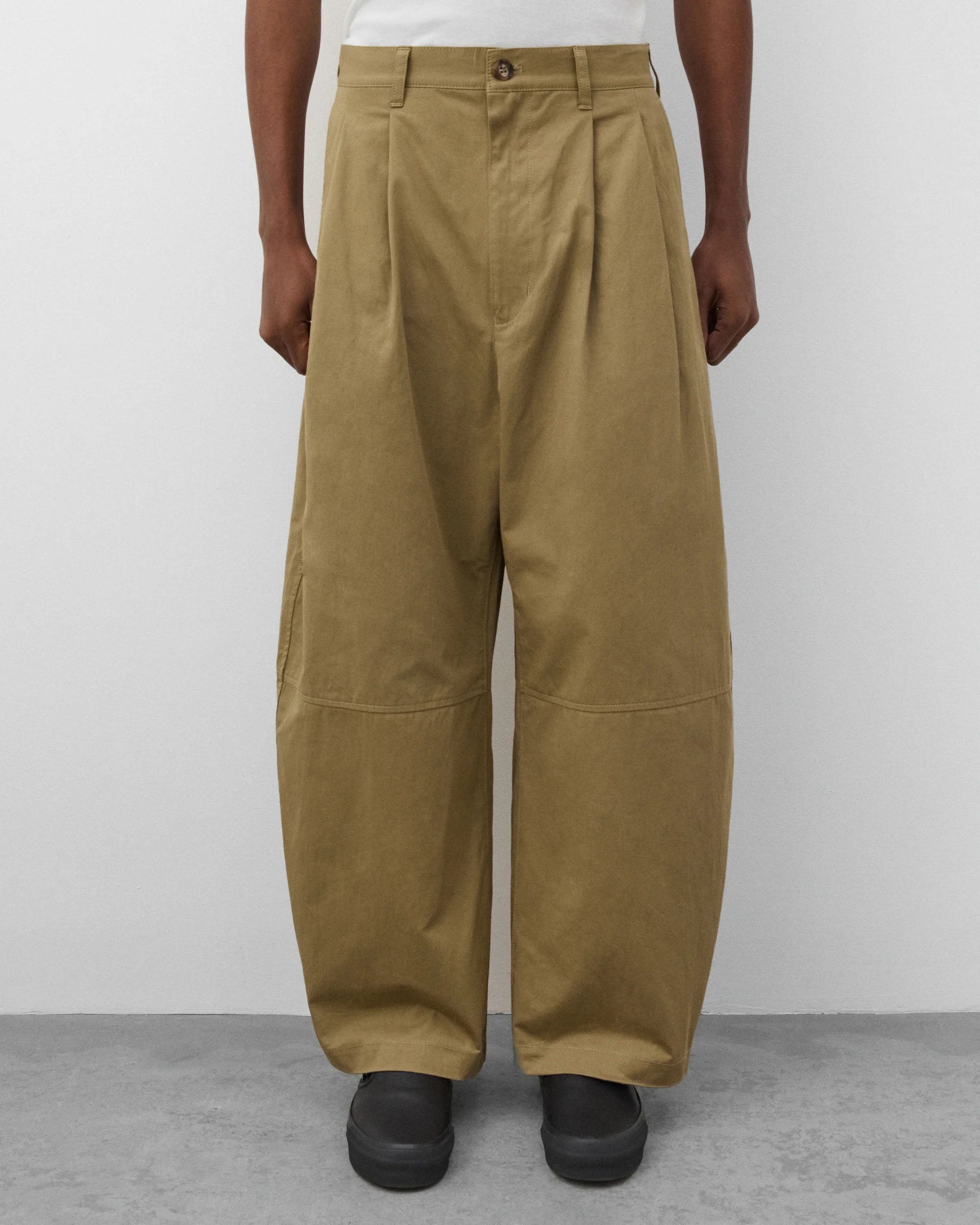 Double Pleated Pants - Beige
