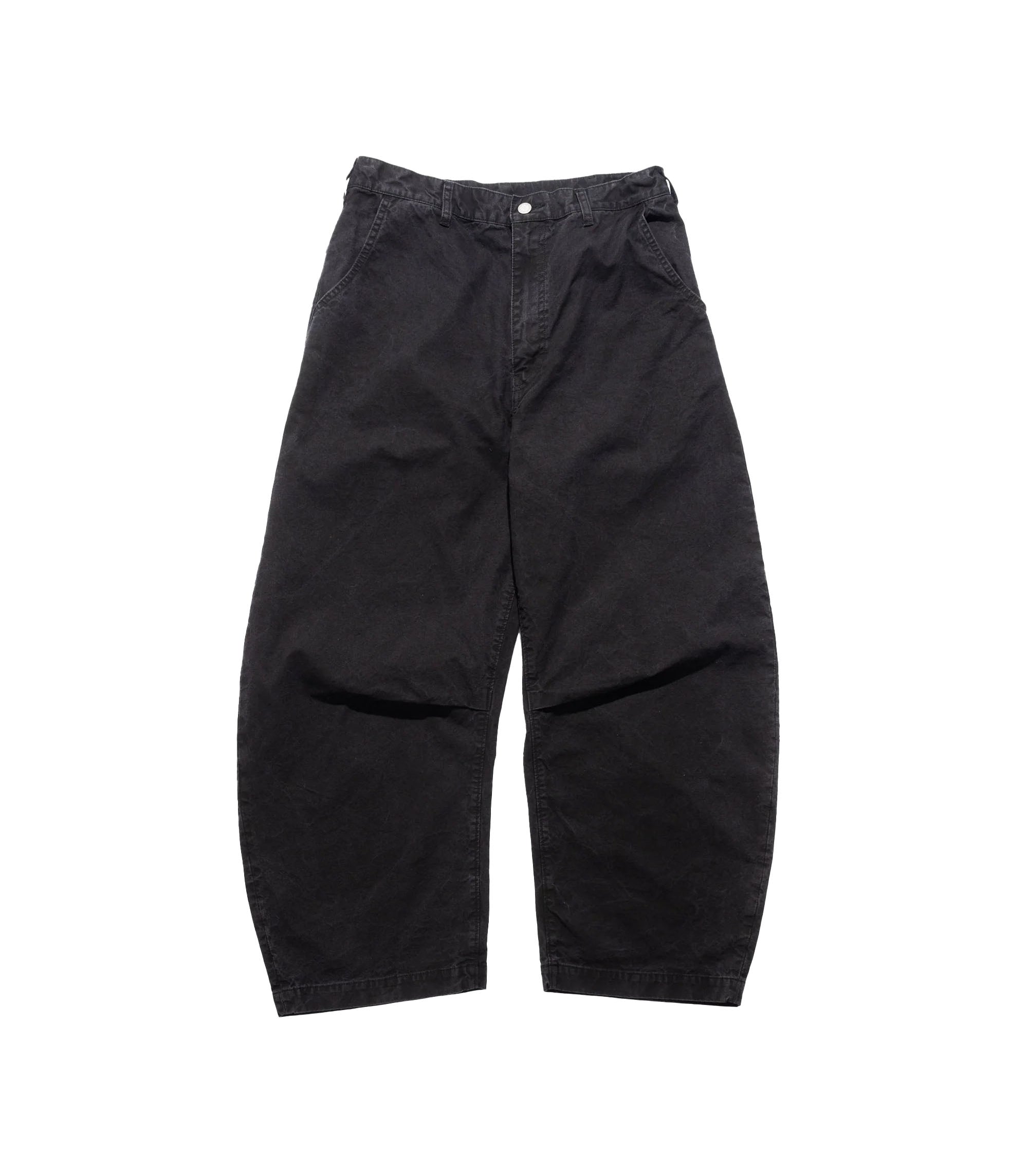 Curved Hem Trousers - Black
