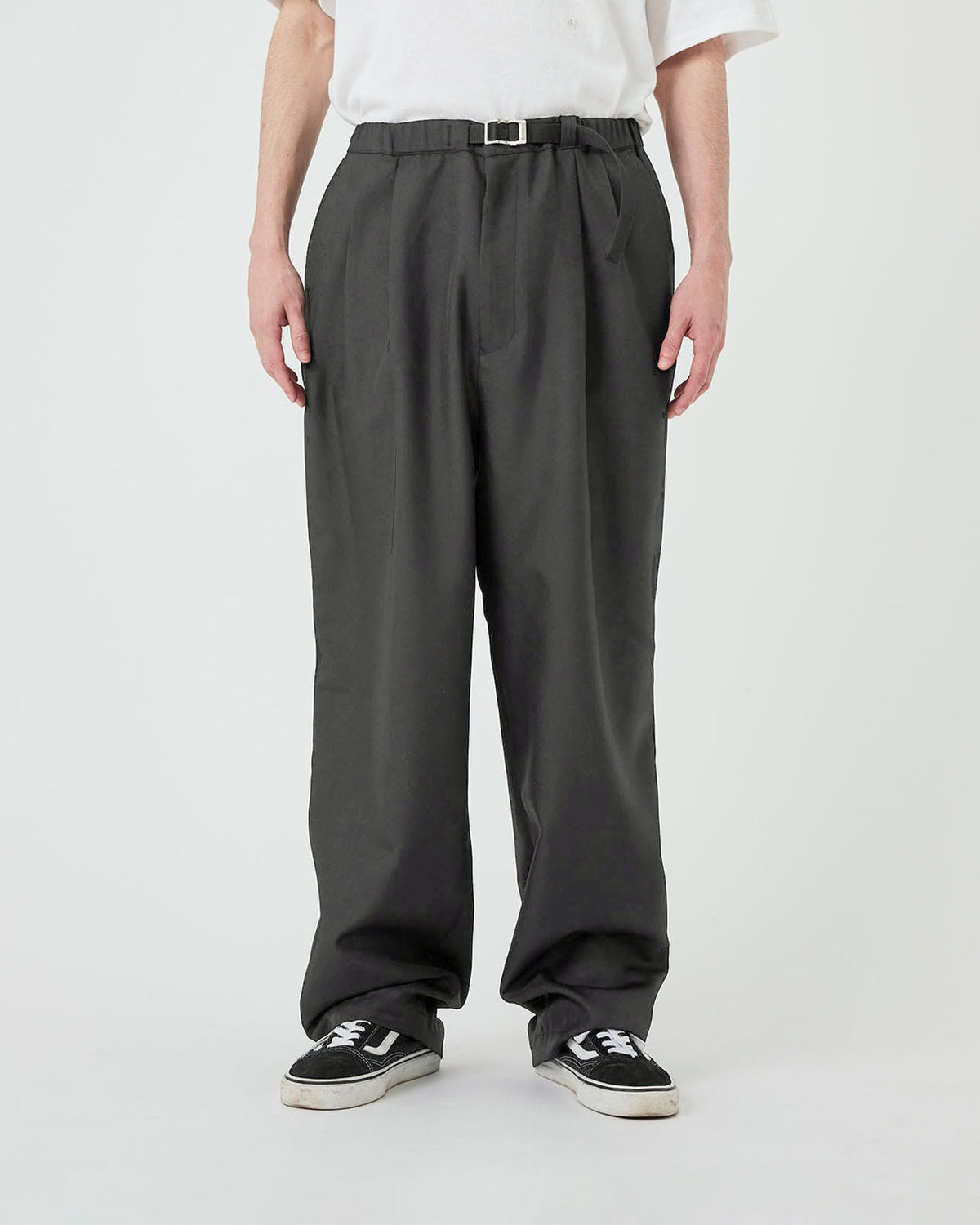 Polyester Twill Club Buckle Pants - Black