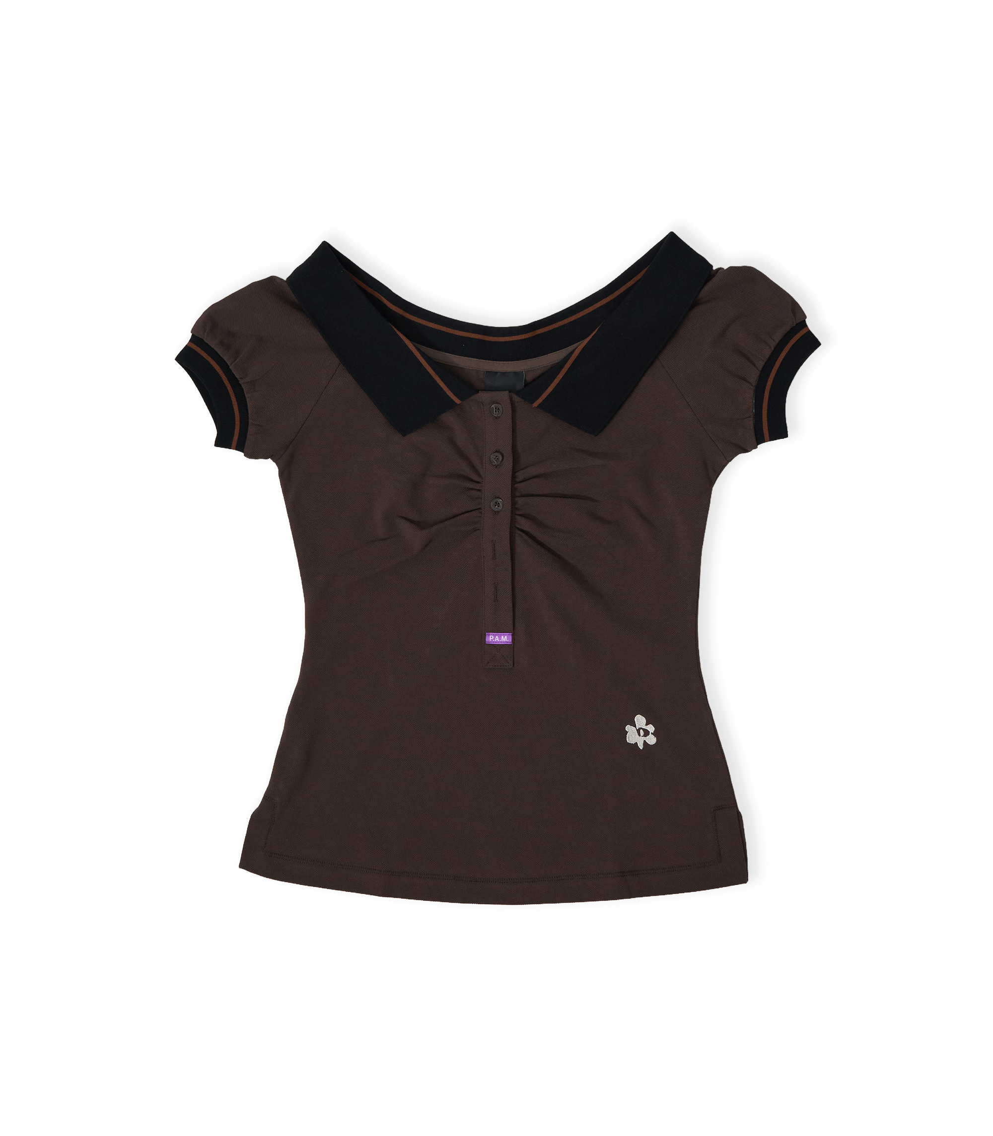 Twin Oaks Wide Neck Polo - Brown