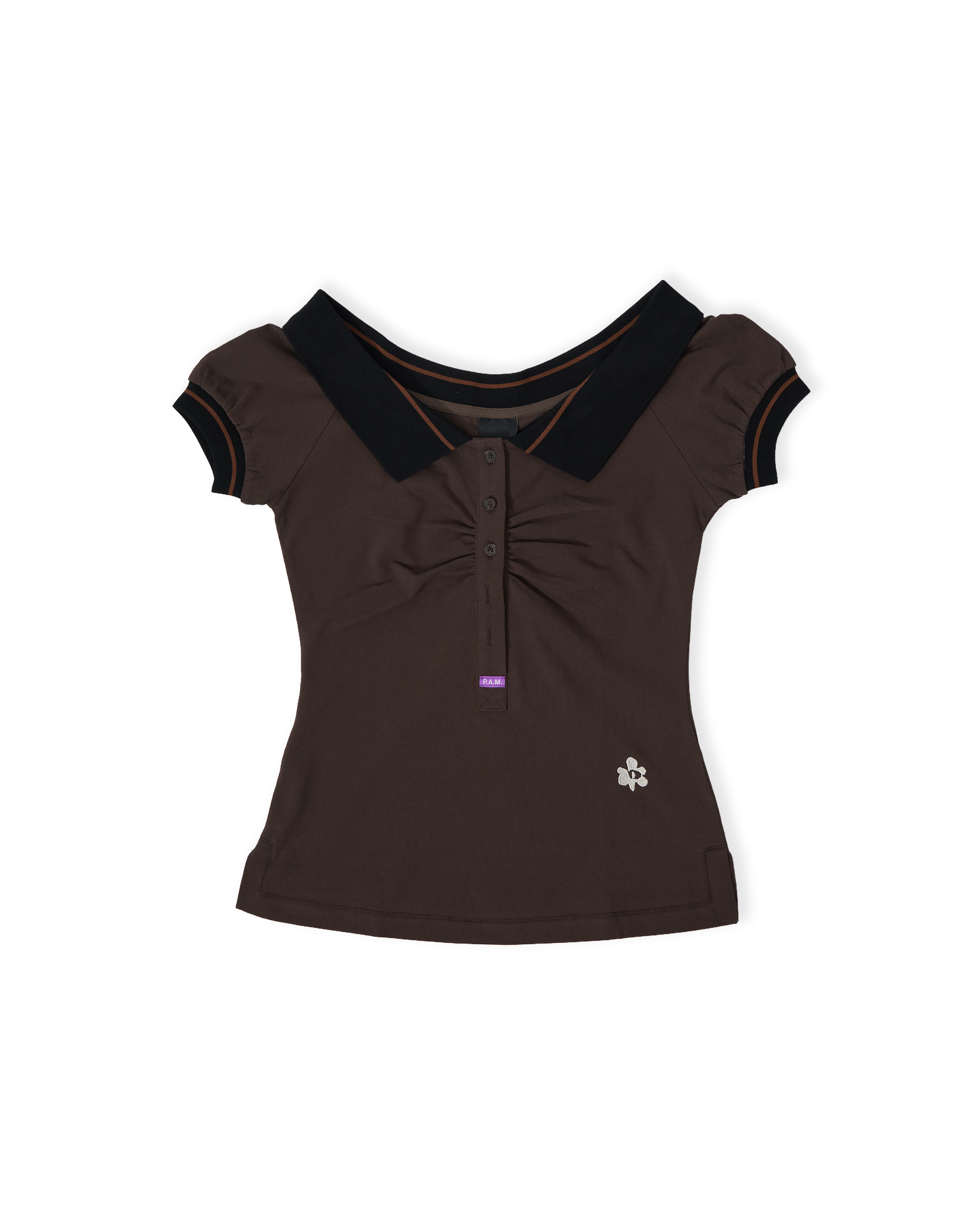 Twin Oaks Wide Neck Polo - Brown