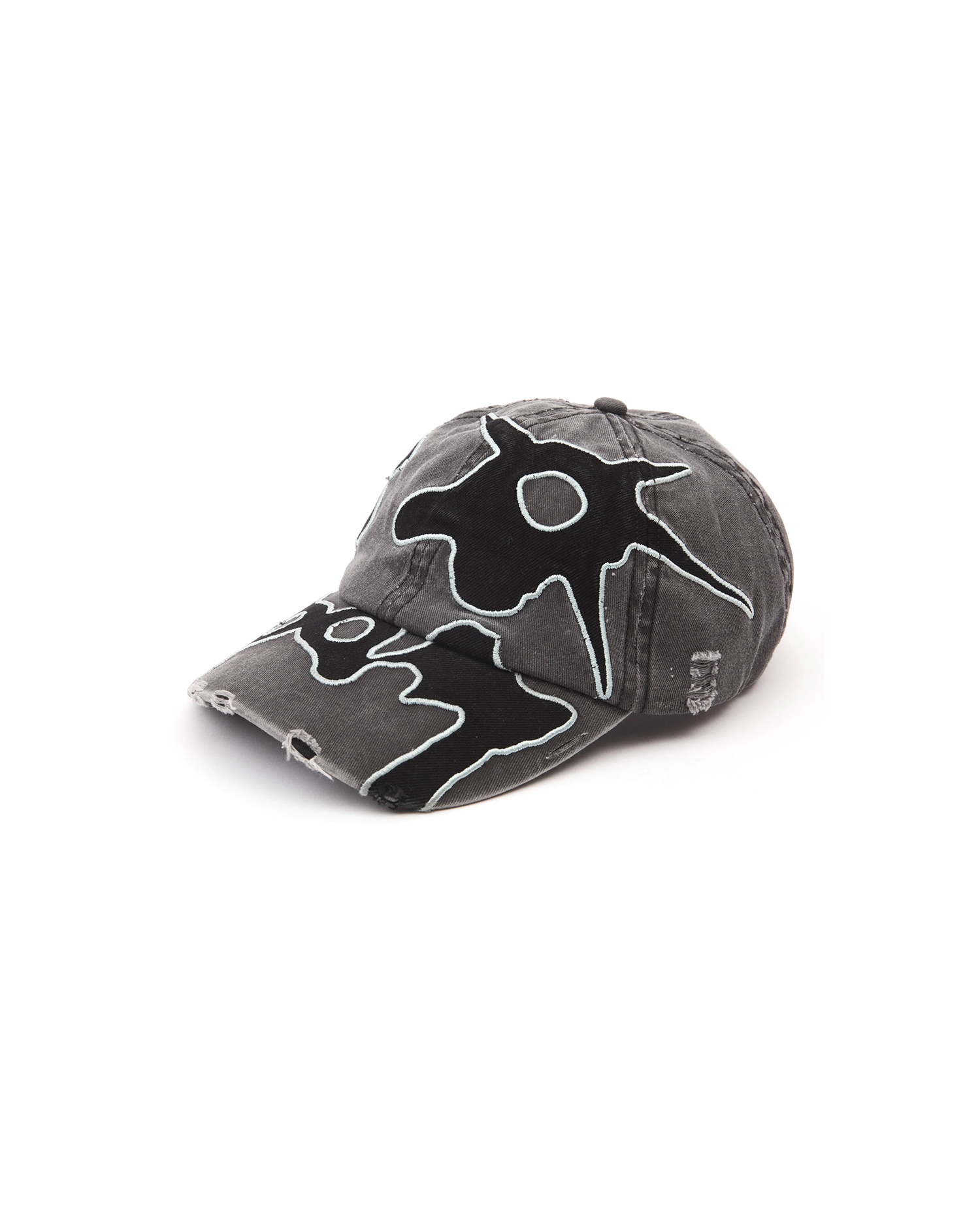 Locke Denim Applique Baseball Cap - Faded Black