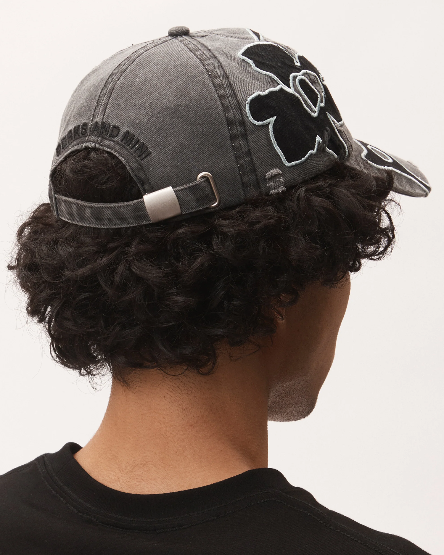Locke Denim Applique Baseball Cap - Faded Black