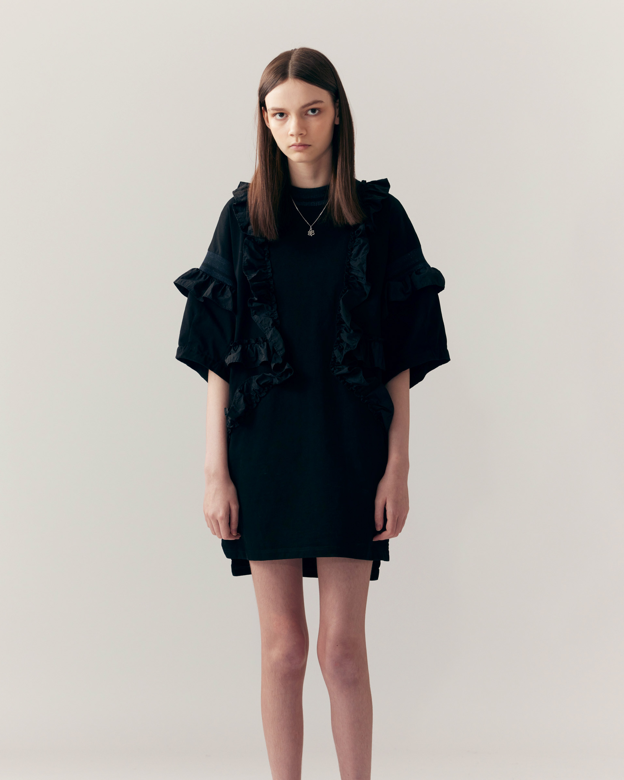 Elysia Ruffle Dress - Black