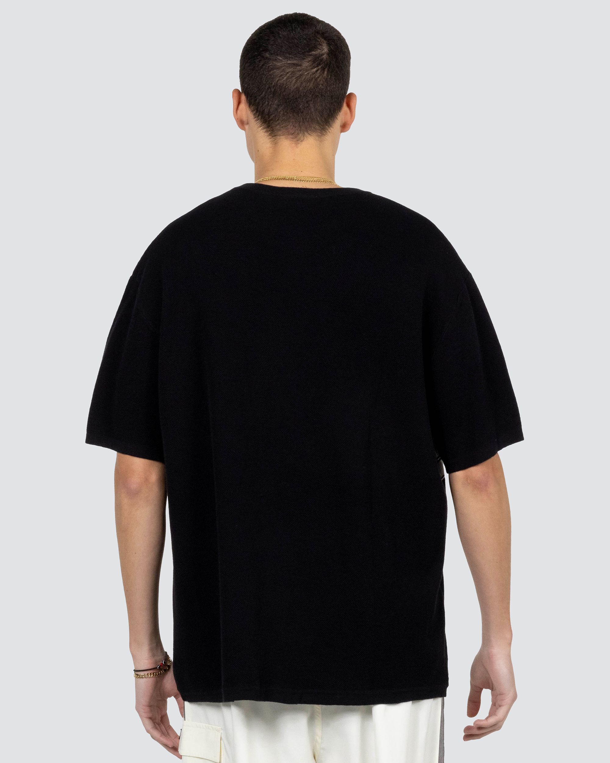 Check Knit Shirt – Black