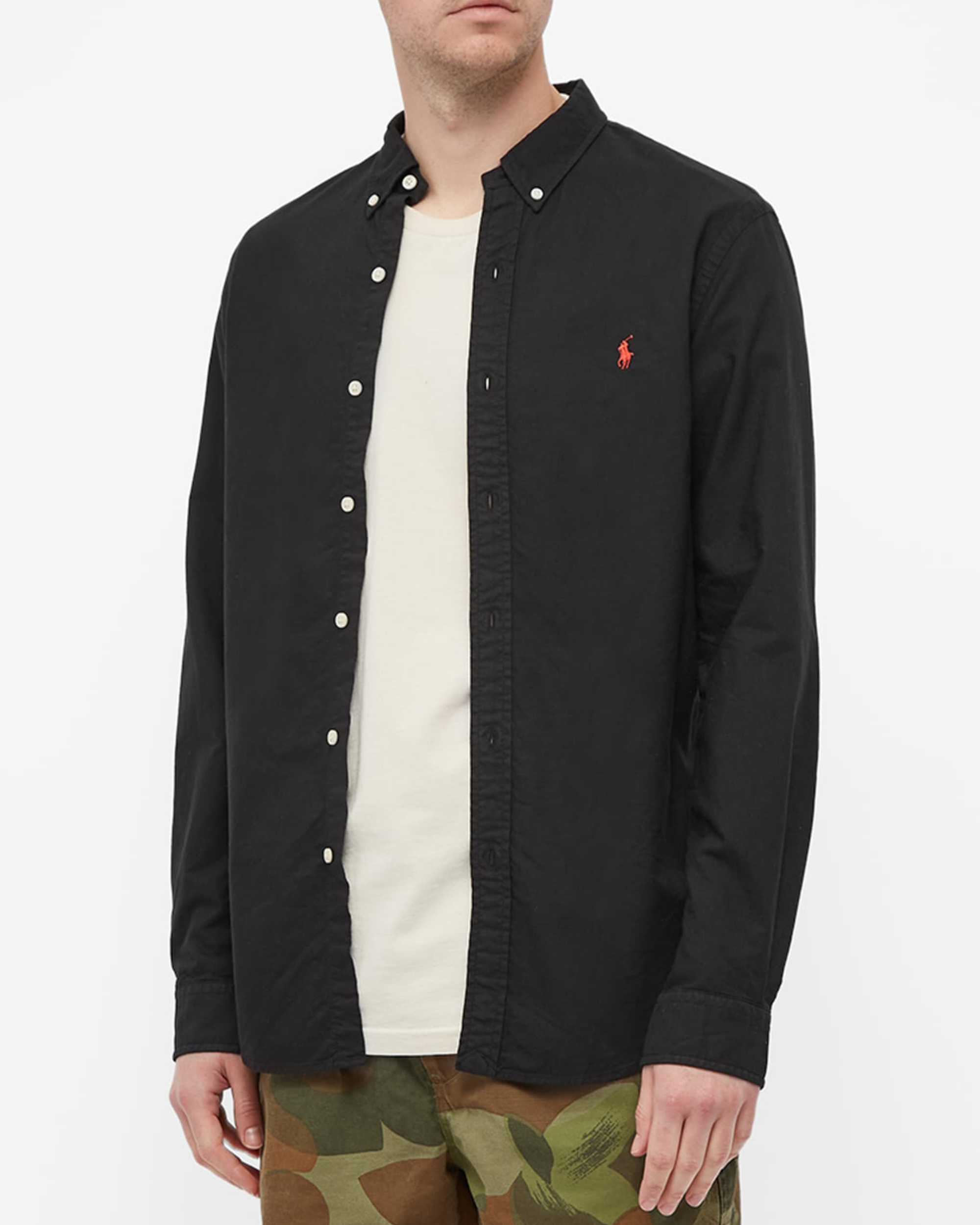 Woven Linen Button Up Shirt - Black