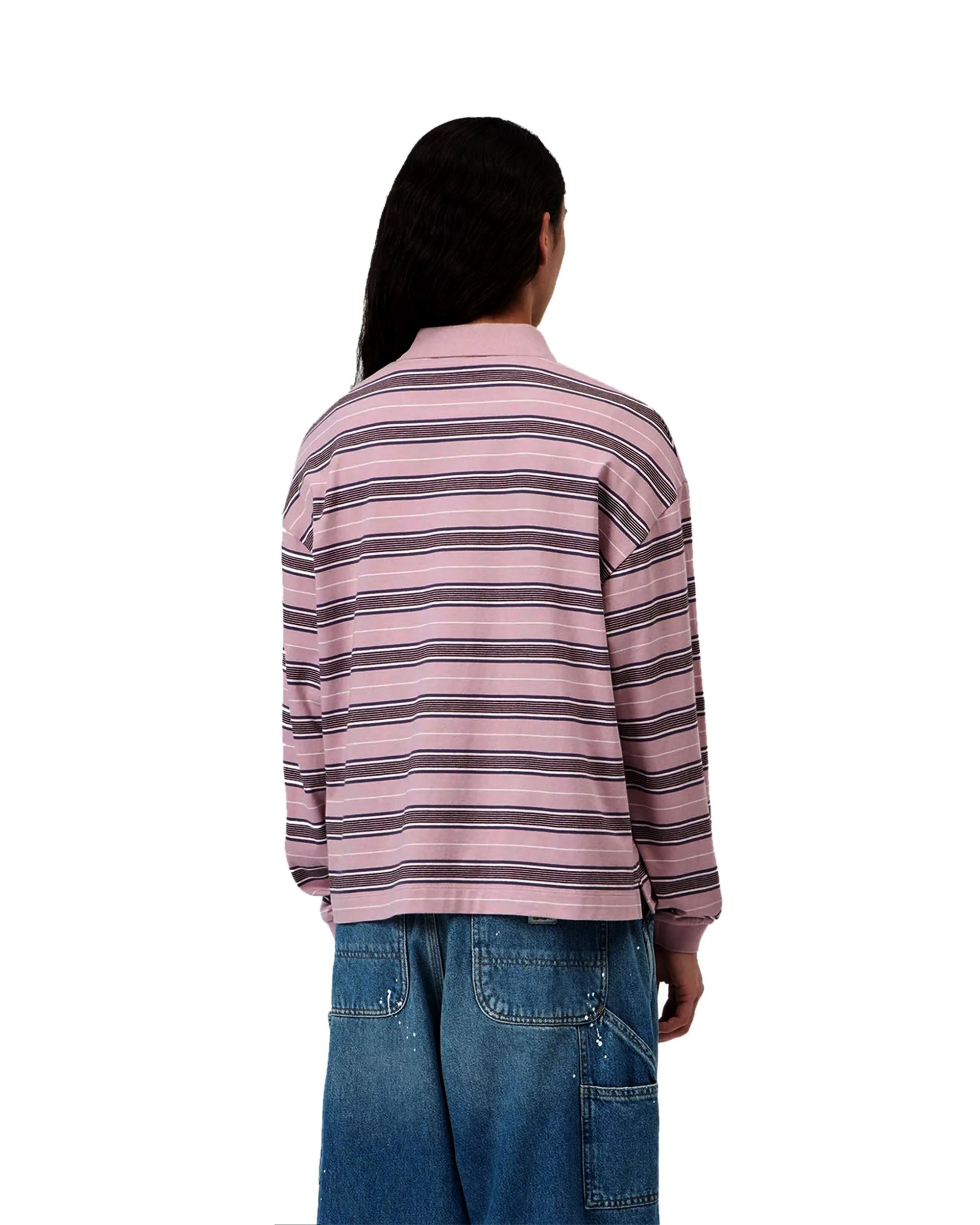 Women's L/S Bronson Polo - Bronson Stripe / Hortensia