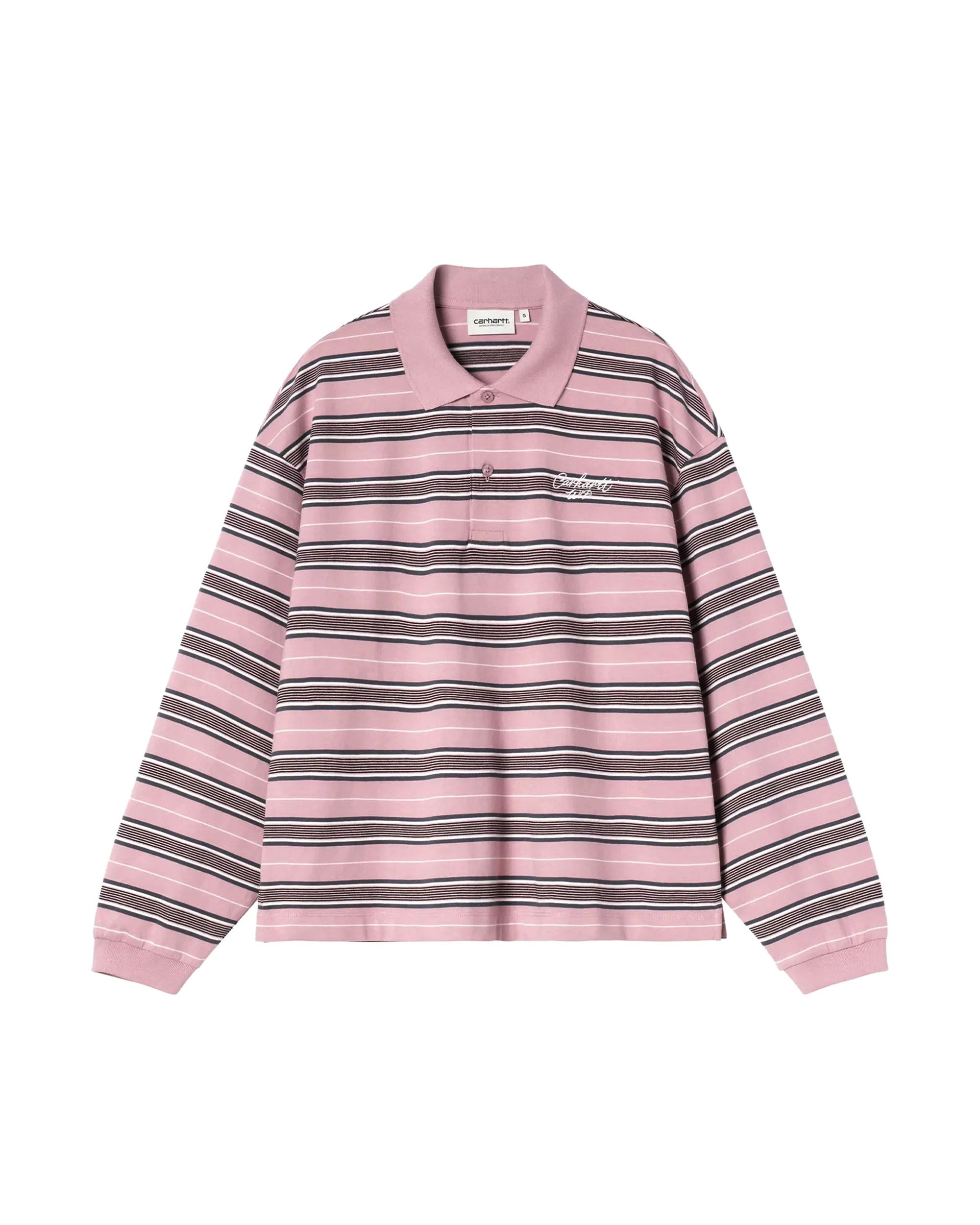 Women's L/S Bronson Polo - Bronson Stripe / Hortensia