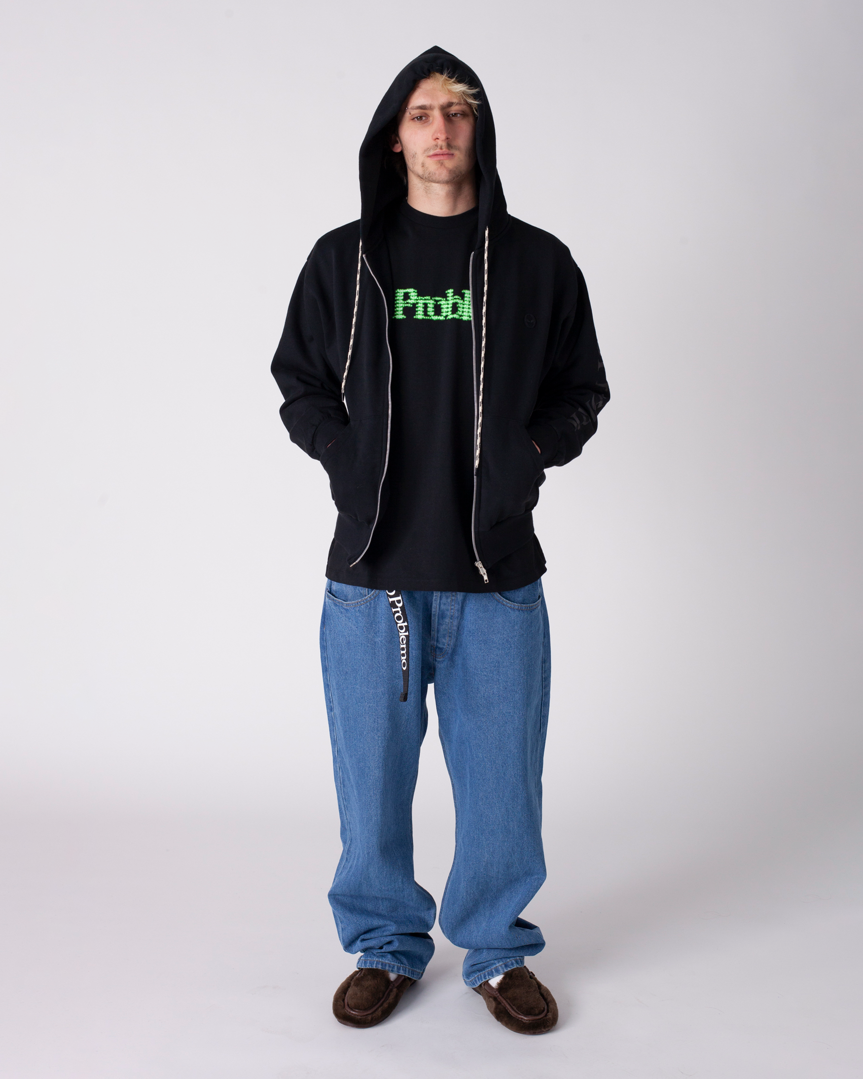 Alien-O Zip Through Hoodie - Black