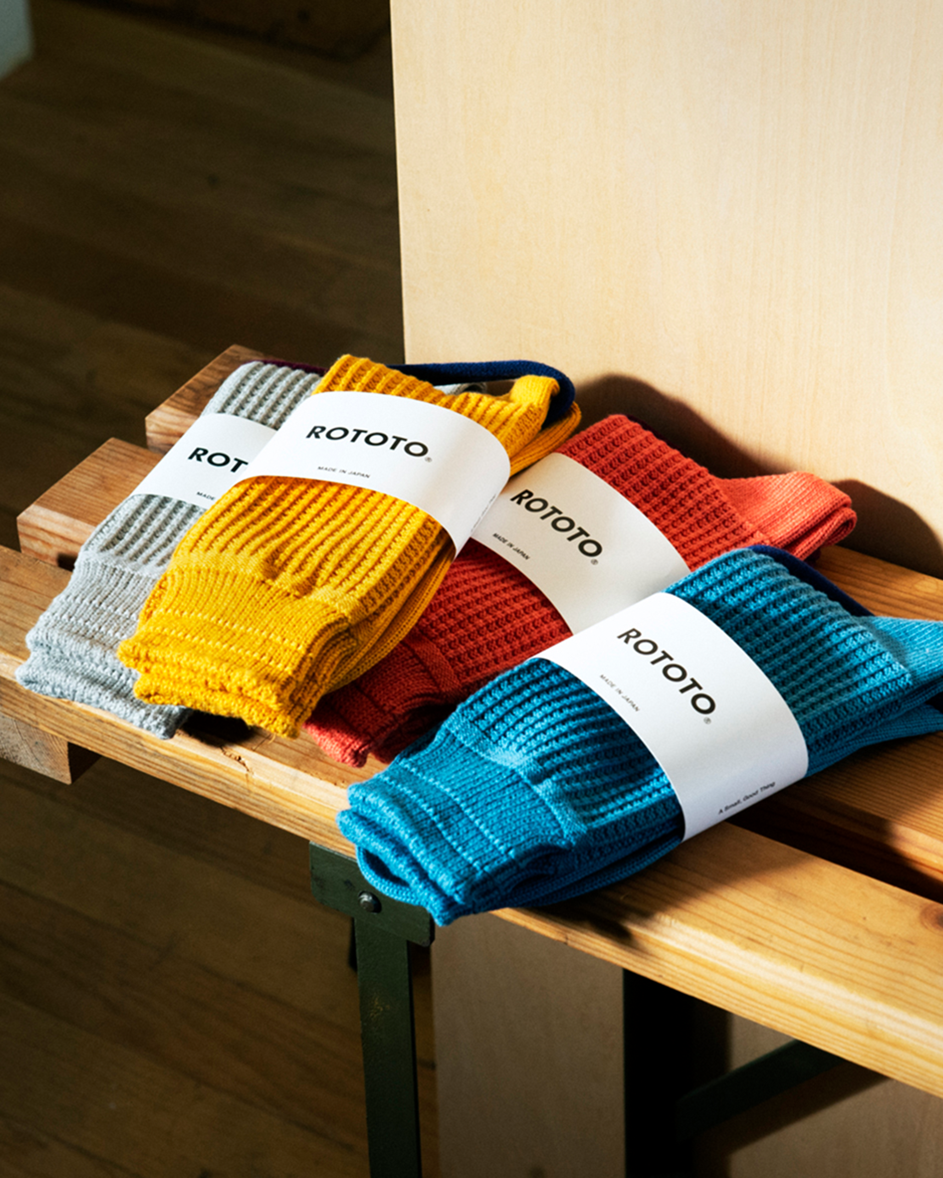 Cotton Waffle Crew Socks - Dull Blue