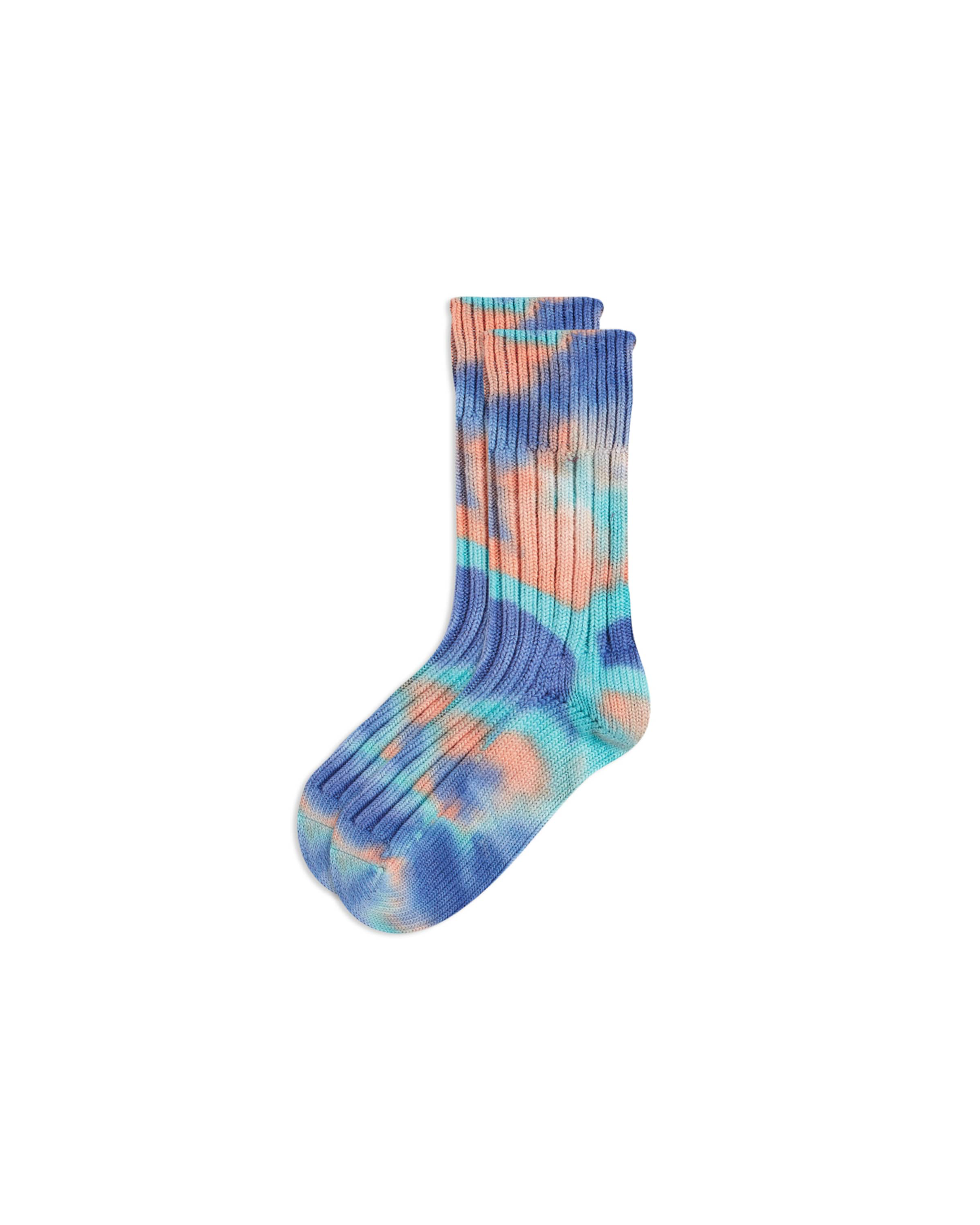 Low Gauge Tie Dye Mid Sock - Blue / Orange / Aqua