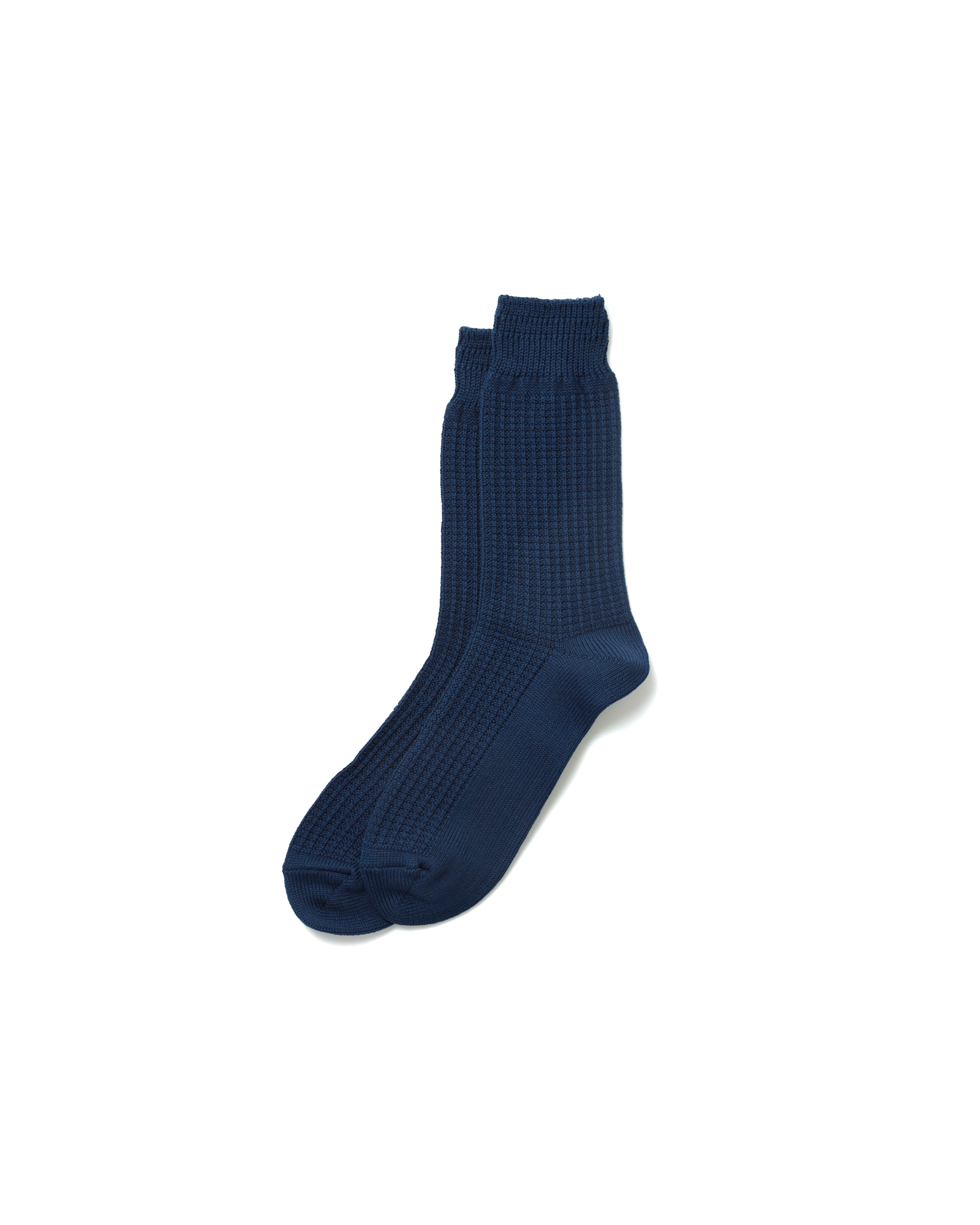 Cotton Waffle Crew Socks - Dull Blue