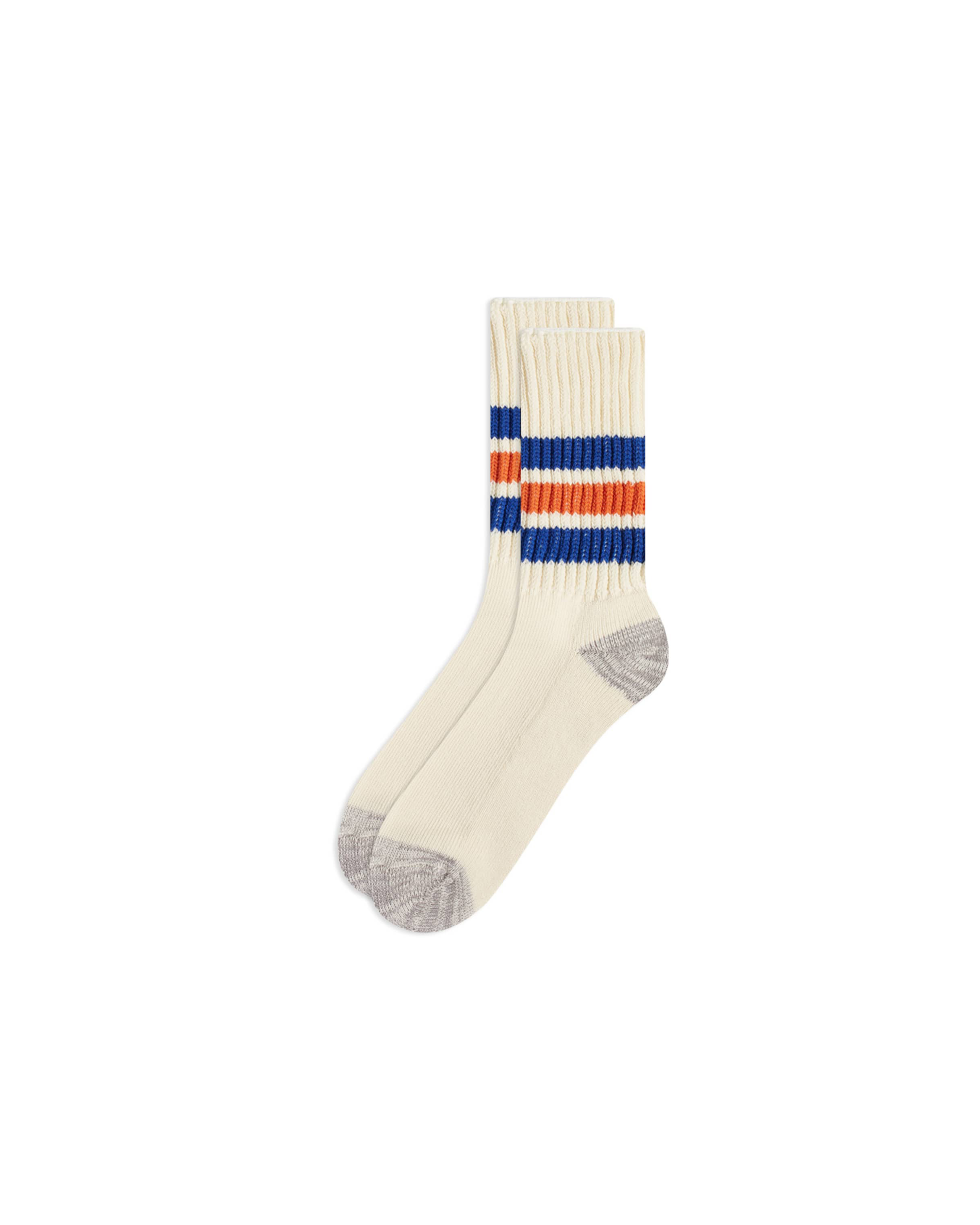 Coarse Ribbed Oldschool Crew Sock - Blue / Orange