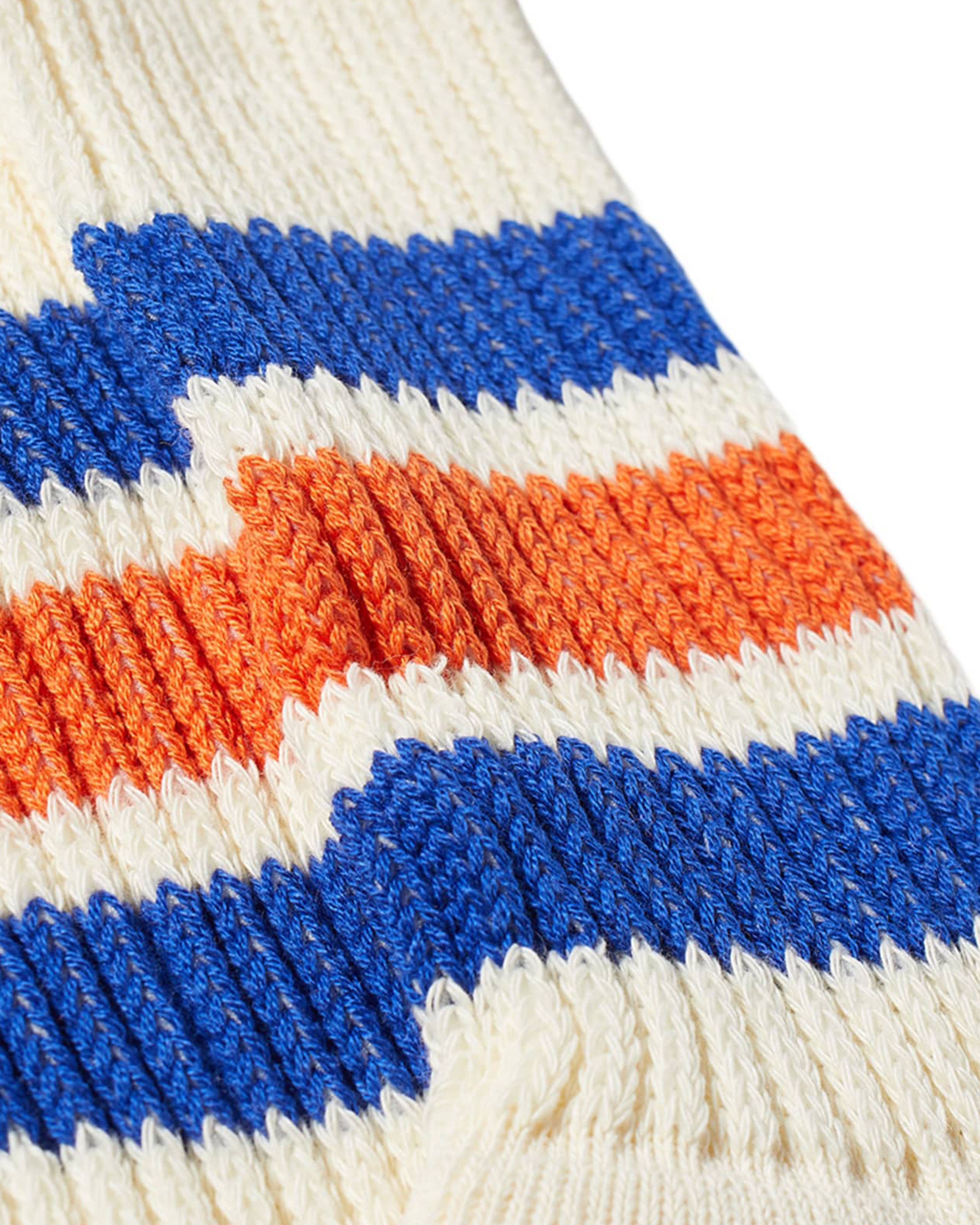 Coarse Ribbed Oldschool Crew Sock - Blue / Orange