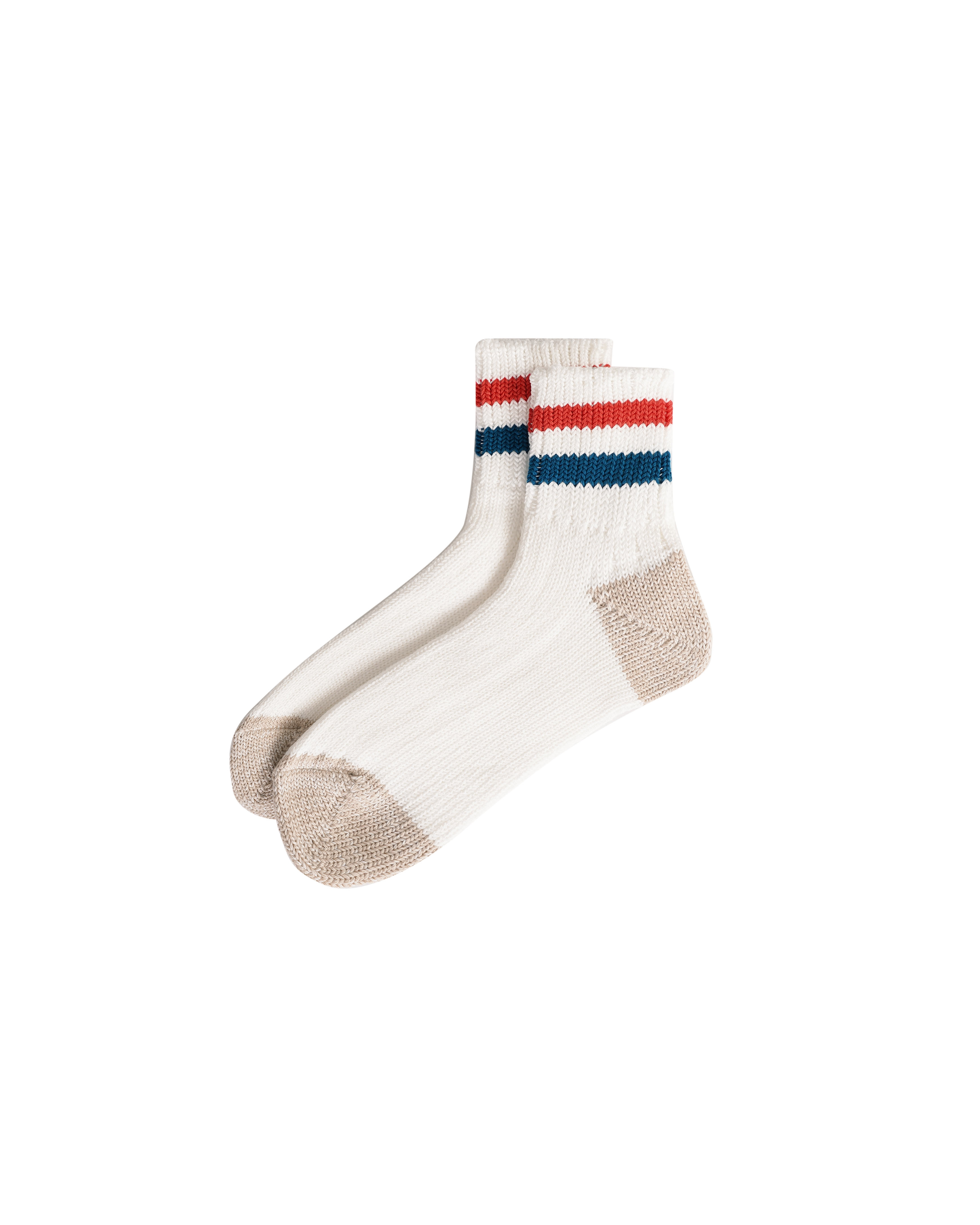 Coarse Ribbed Oldschool Ankle Sock - Red / Blue