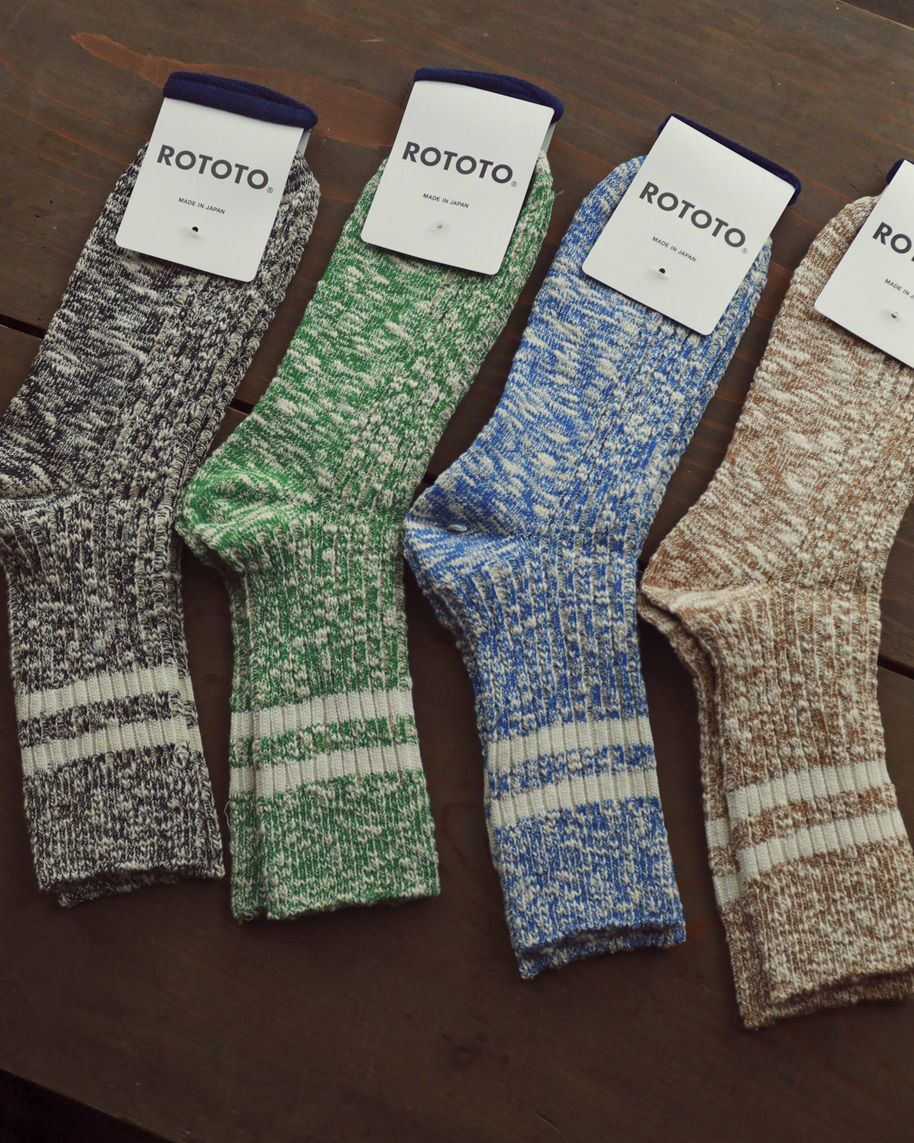 OG Cotton Slub Stripe Socks - Coffee