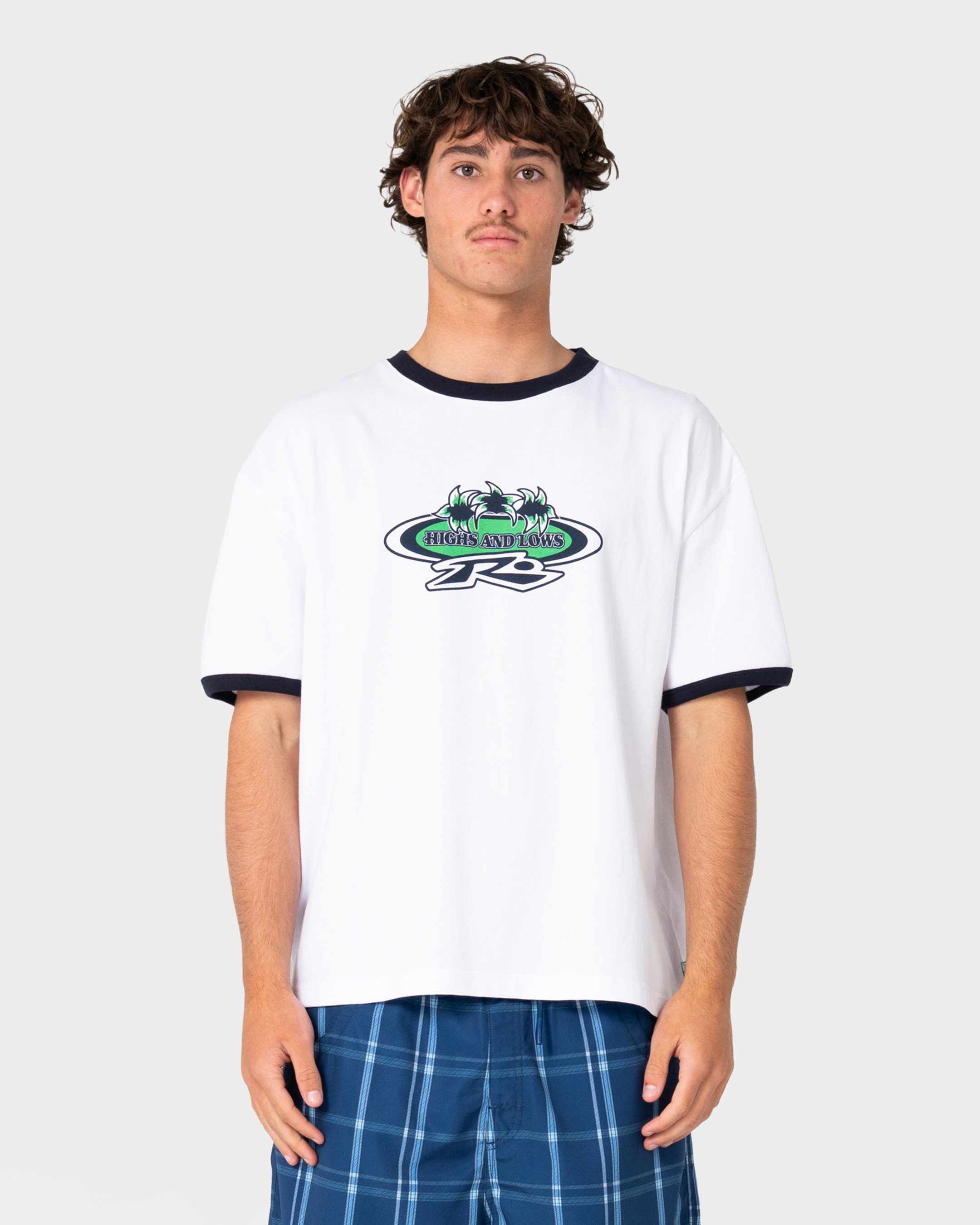 Rusty Coastal Clash Ringer T-Shirt - White