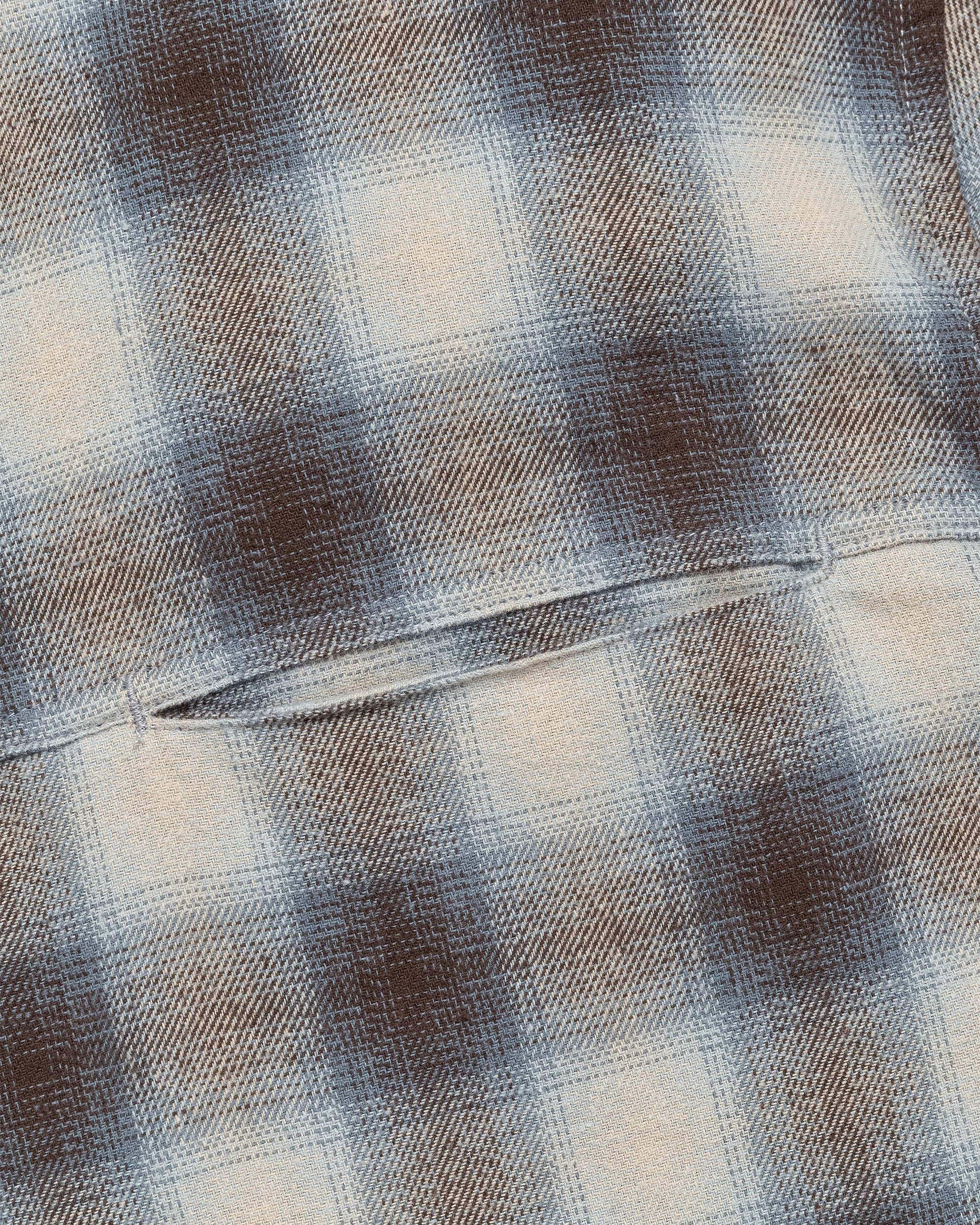 Plaid Panel Flannel Shirt - Beige / Blue