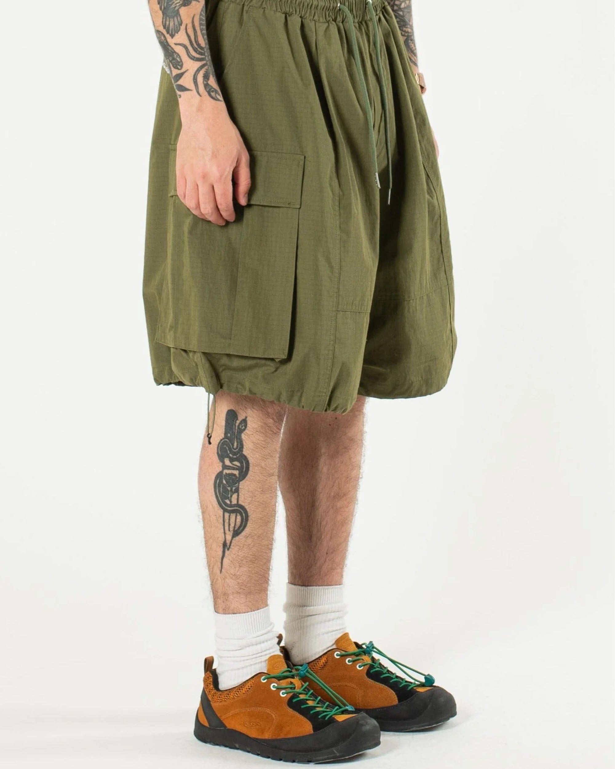 Ripstop Balloon Cargo Shorts - Khaki