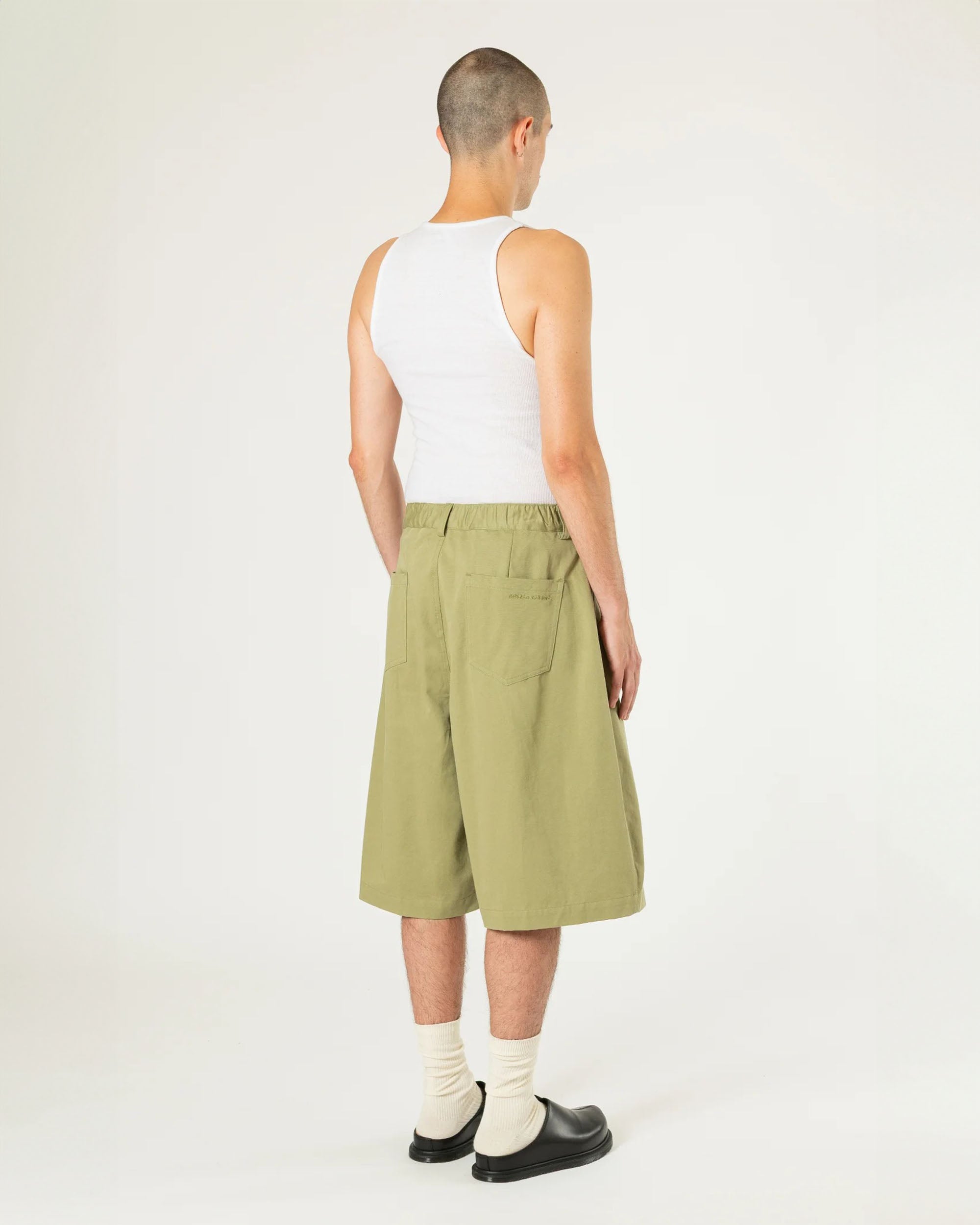 Pintuck Wide Shorts - Khaki