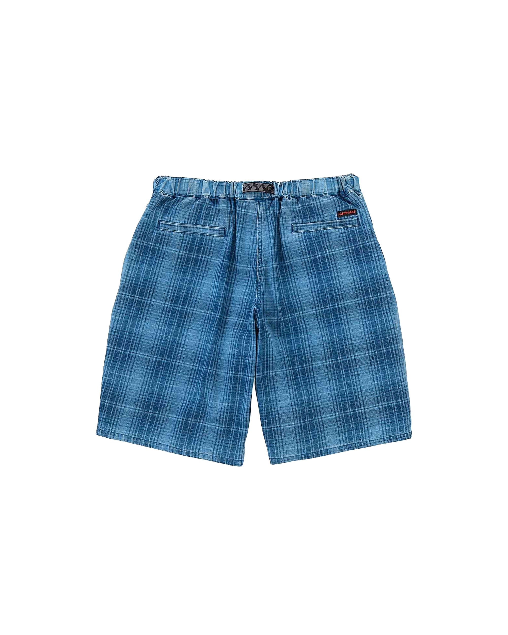Lagoon Short Denim Plaid - Indigo Checkered Plaid