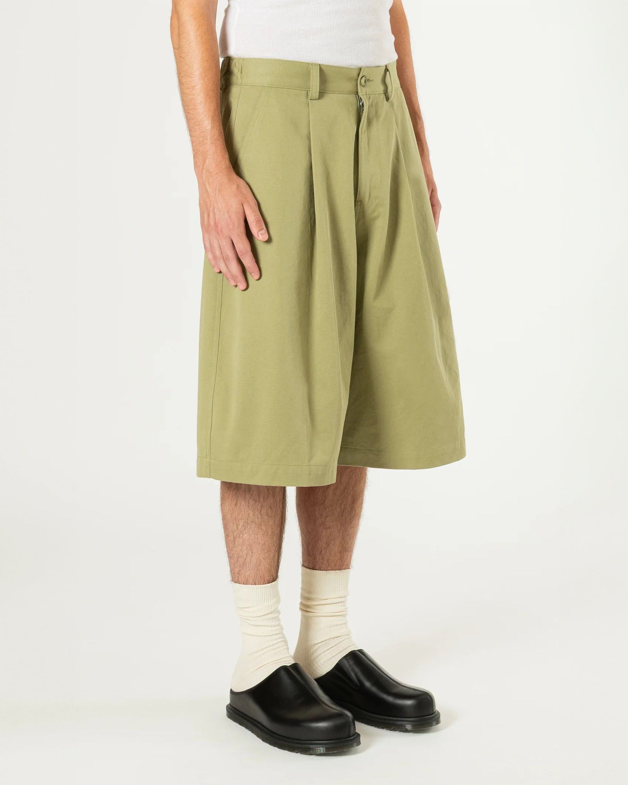 Pintuck Wide Shorts - Khaki