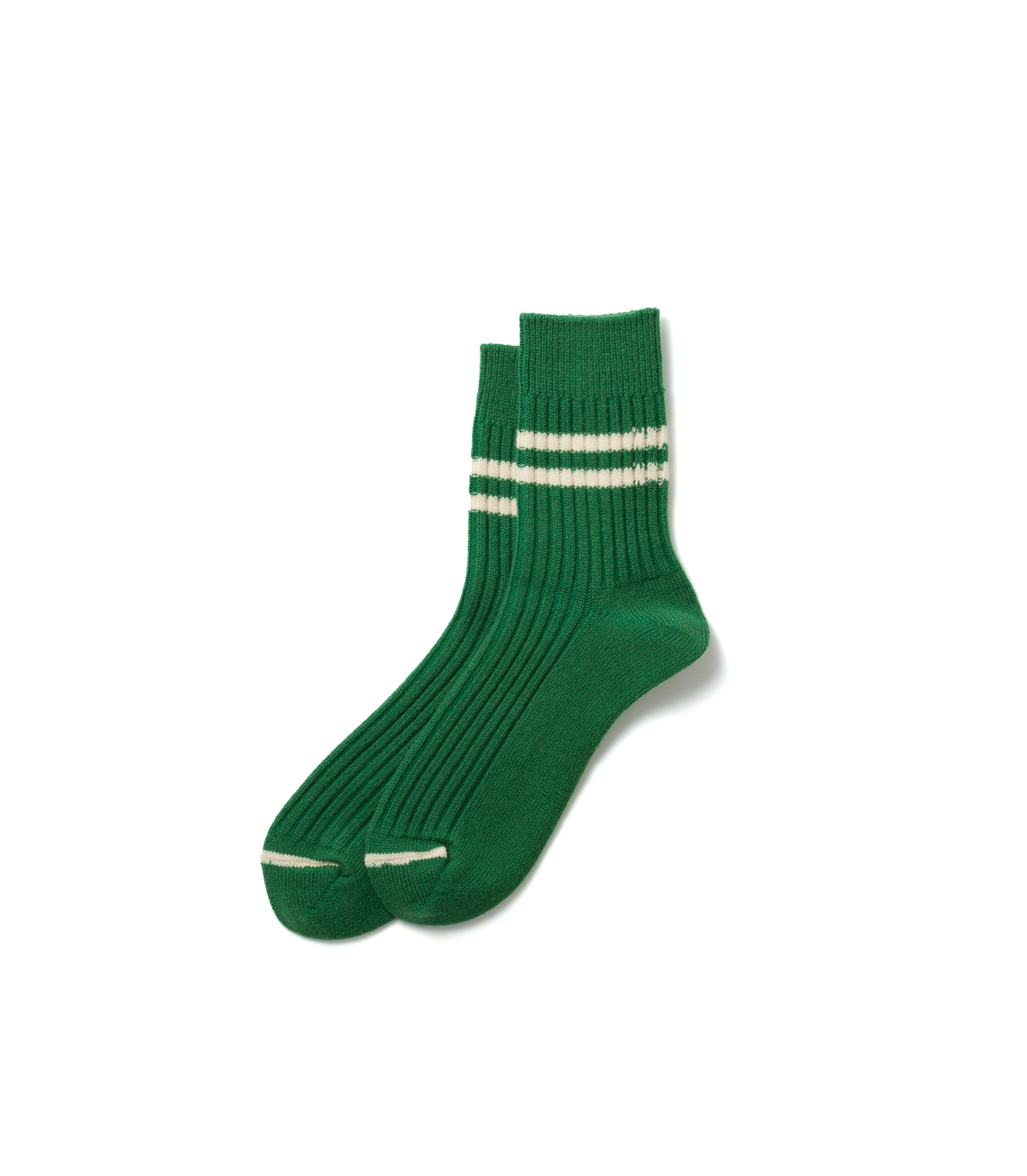 Merino Wool Stripe Socks - Green
