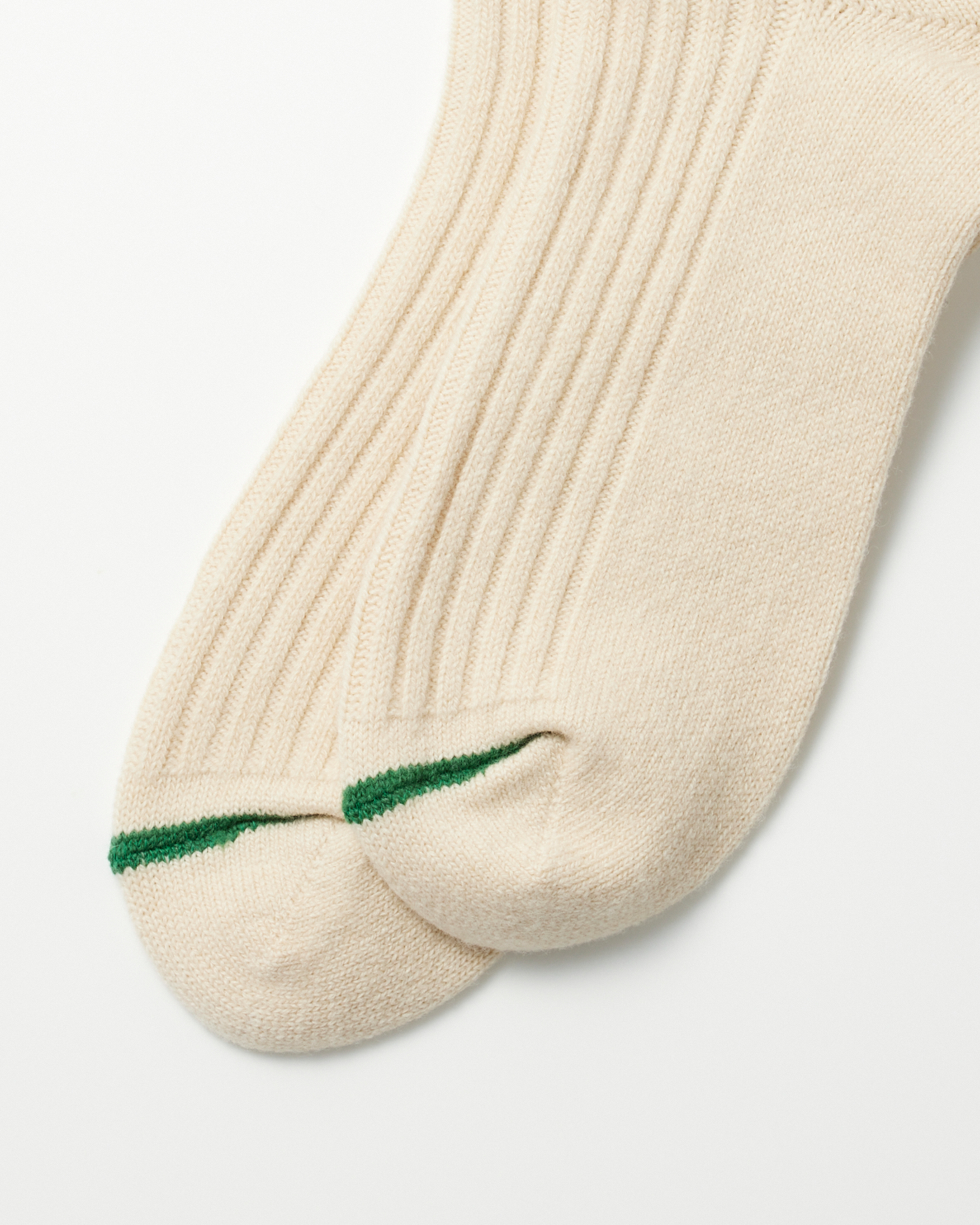 Merino Wool Stripe Socks - Off White / Green