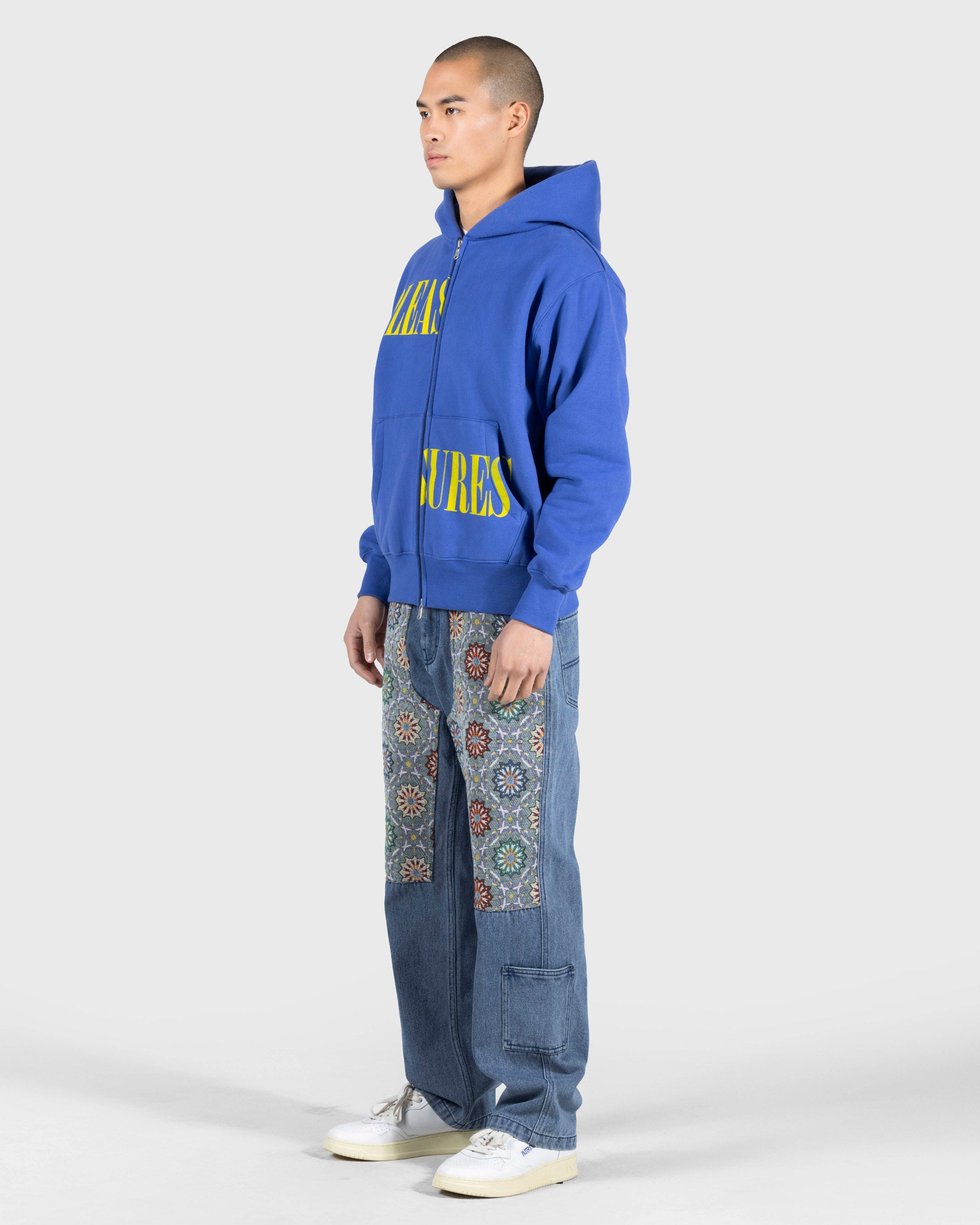 Split Zip Hoodie - Blue
