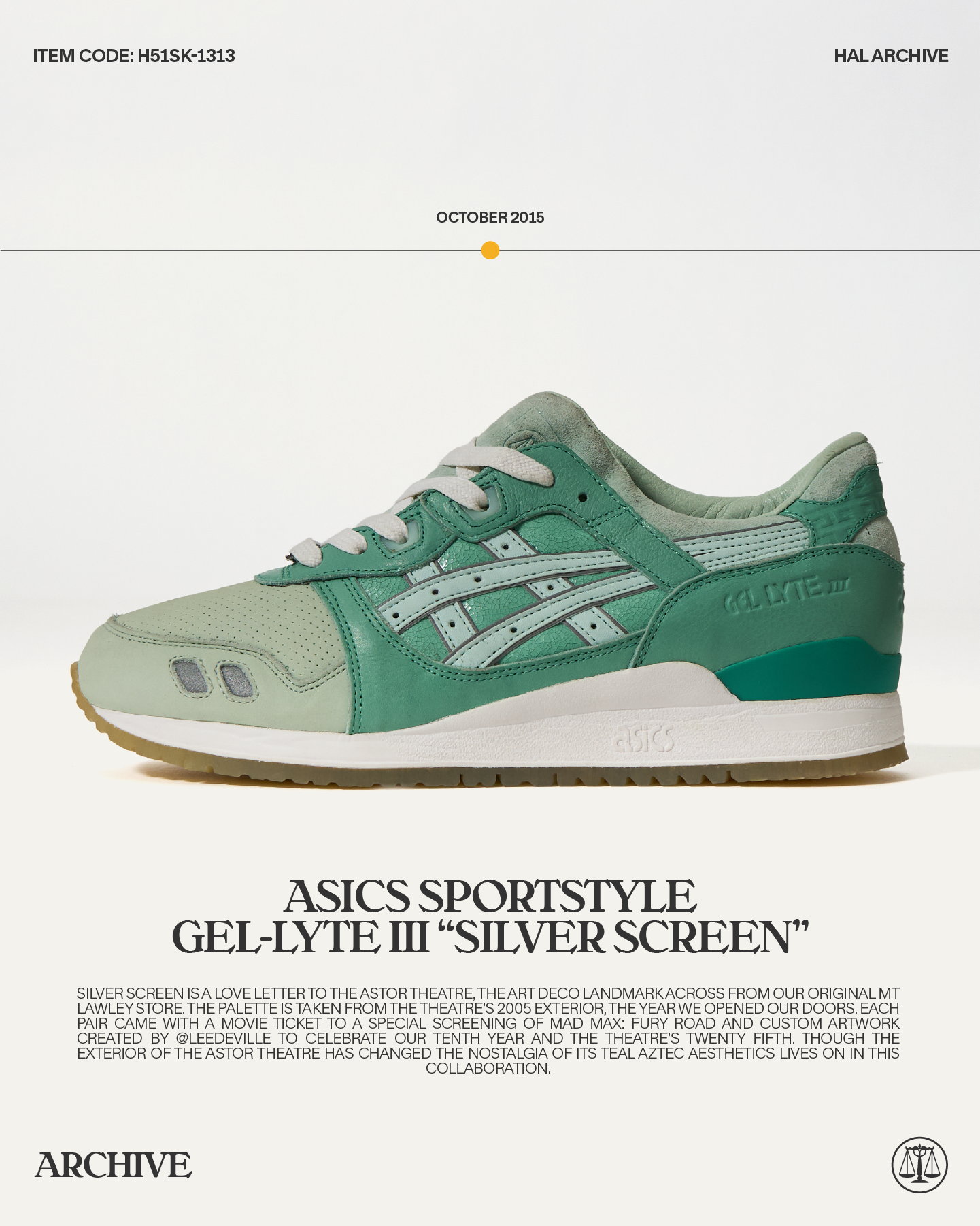 Asics GEL-LYTE III - Astor Theatre / Silver Screen