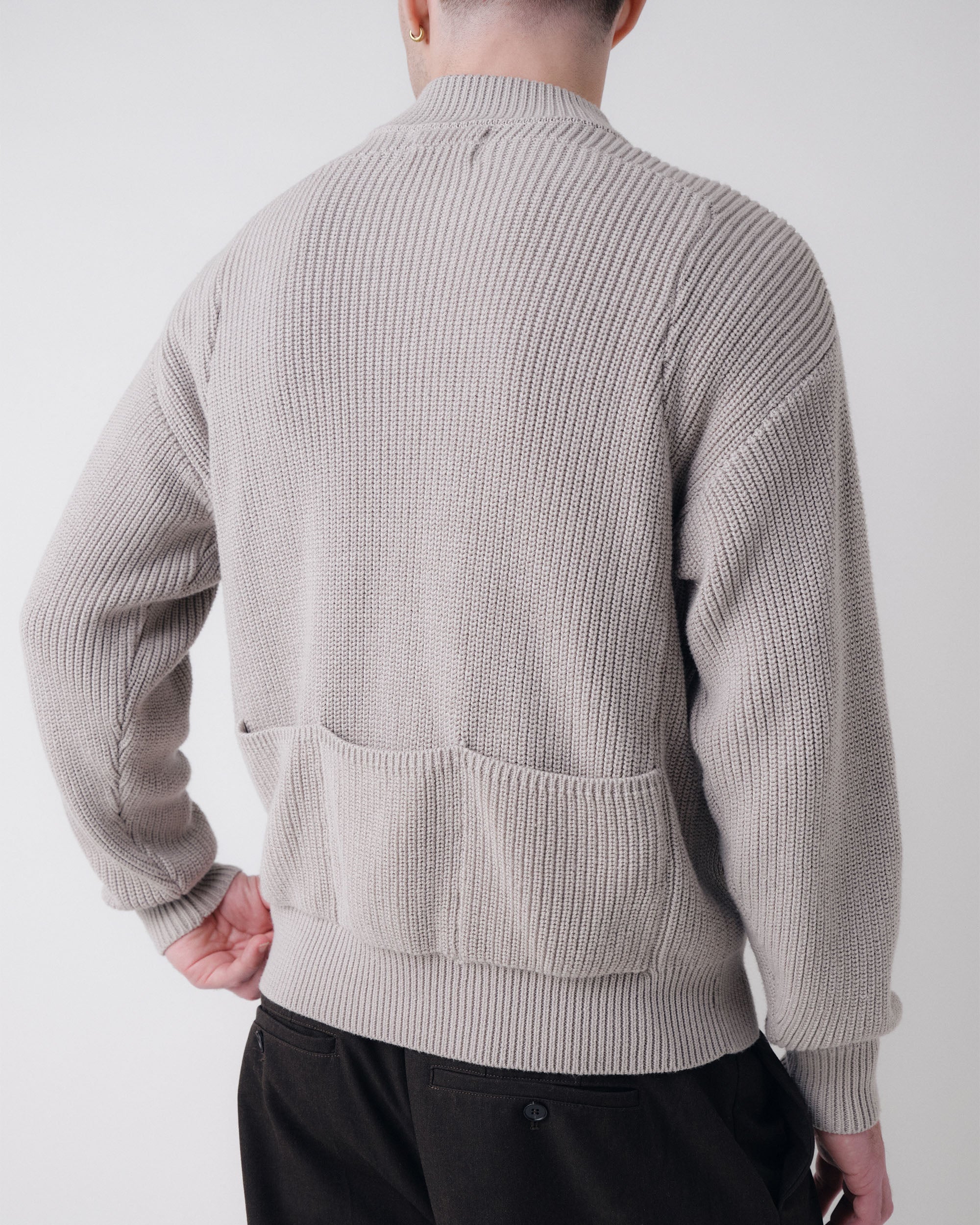Pennant Knit Zip Cardigan - Slate Grey
