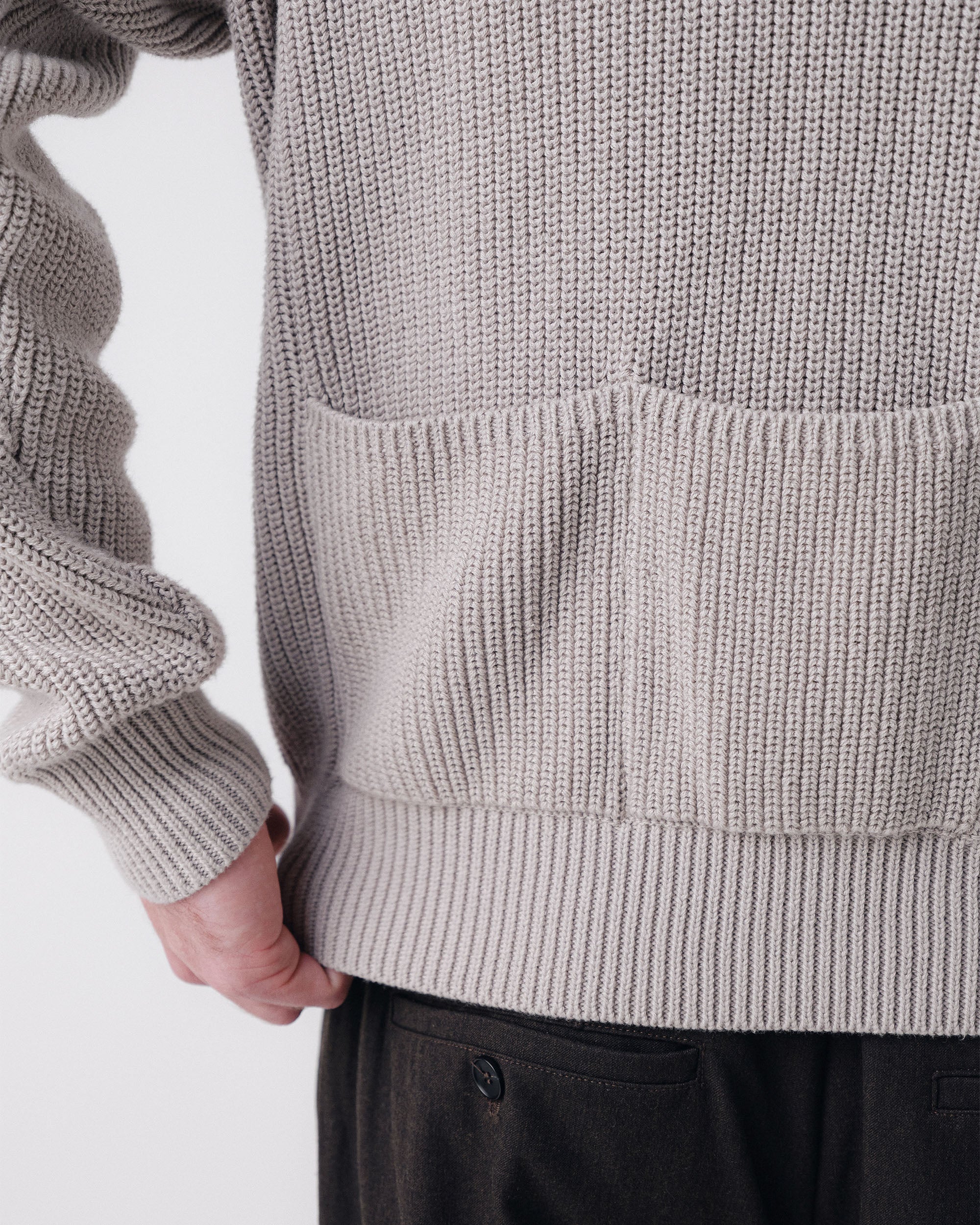 Pennant Knit Zip Cardigan - Slate Grey