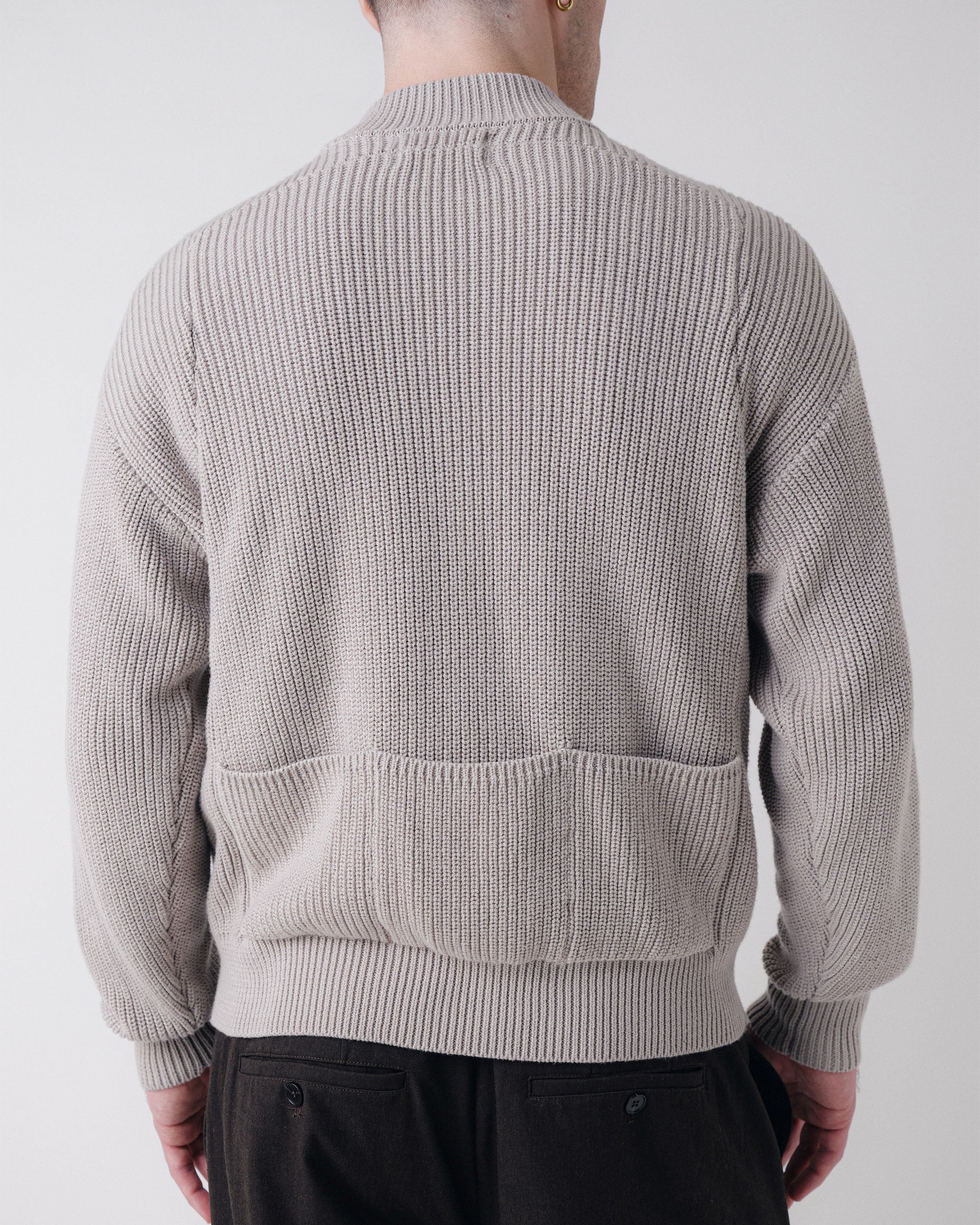 Pennant Knit Zip Cardigan - Slate Grey