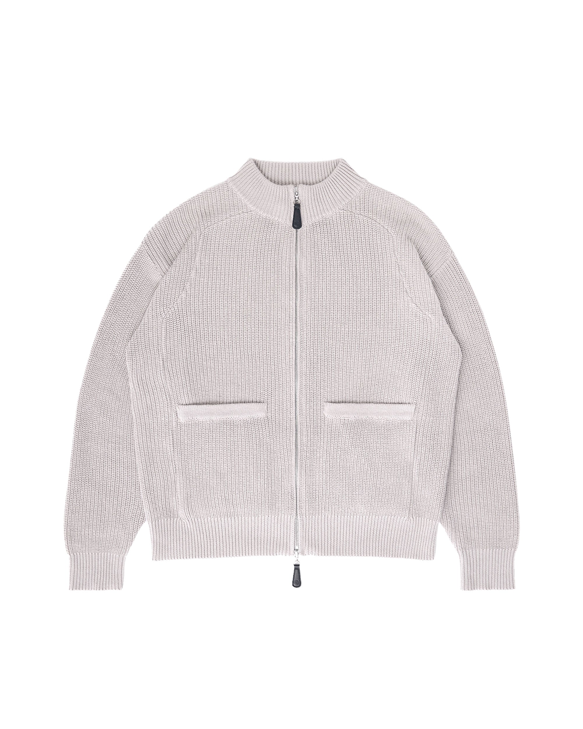 Pennant Knit Zip Cardigan - Slate Grey