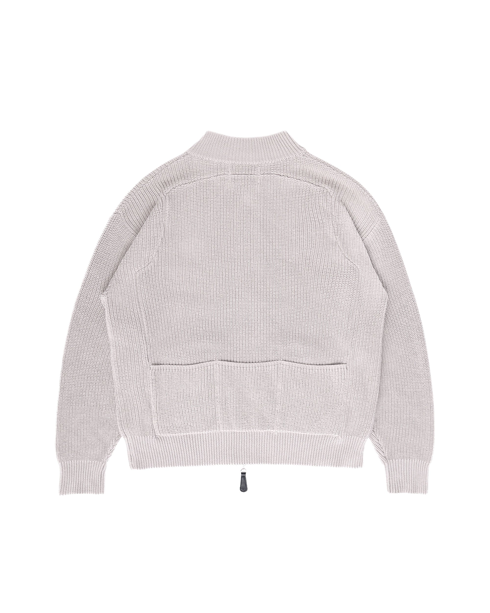 Pennant Knit Zip Cardigan - Slate Grey