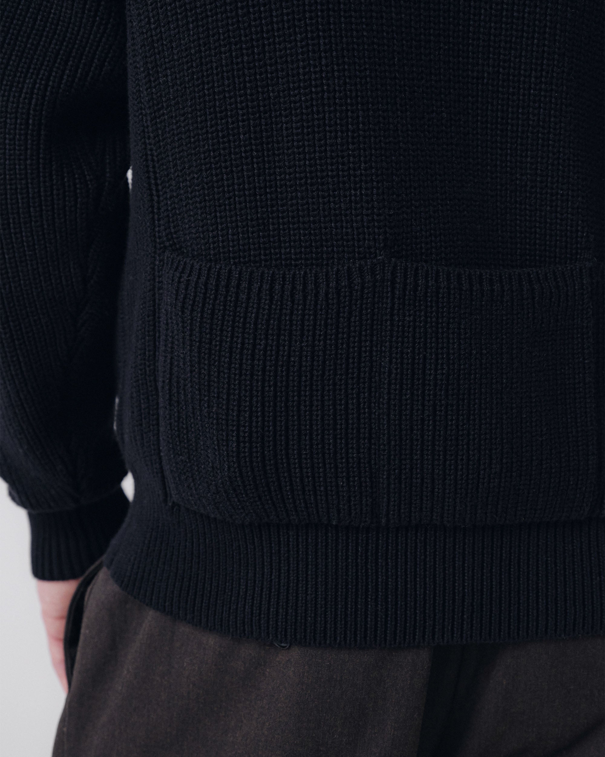 Pennant Knit Zip Cardigan - Black