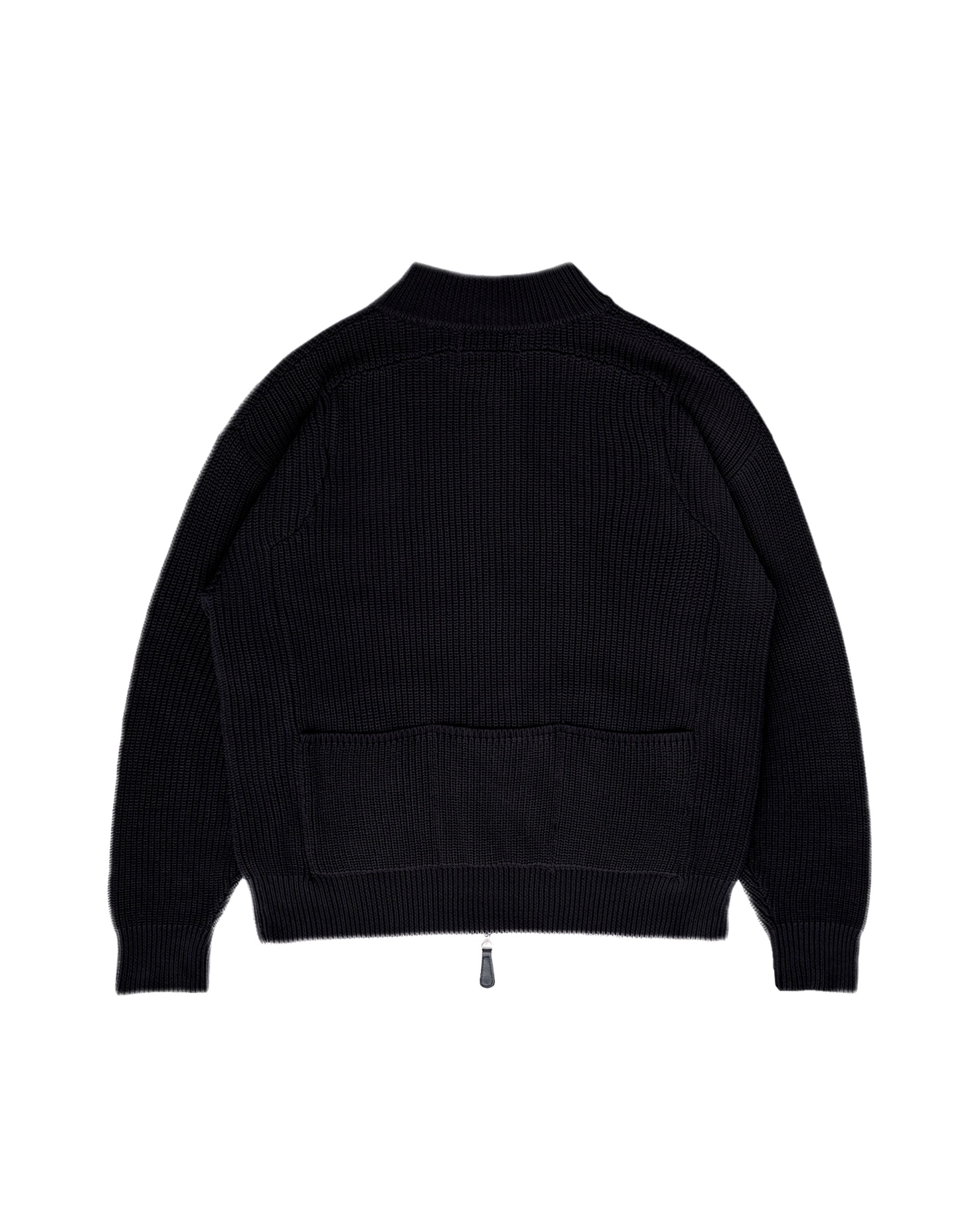 Pennant Knit Zip Cardigan - Black