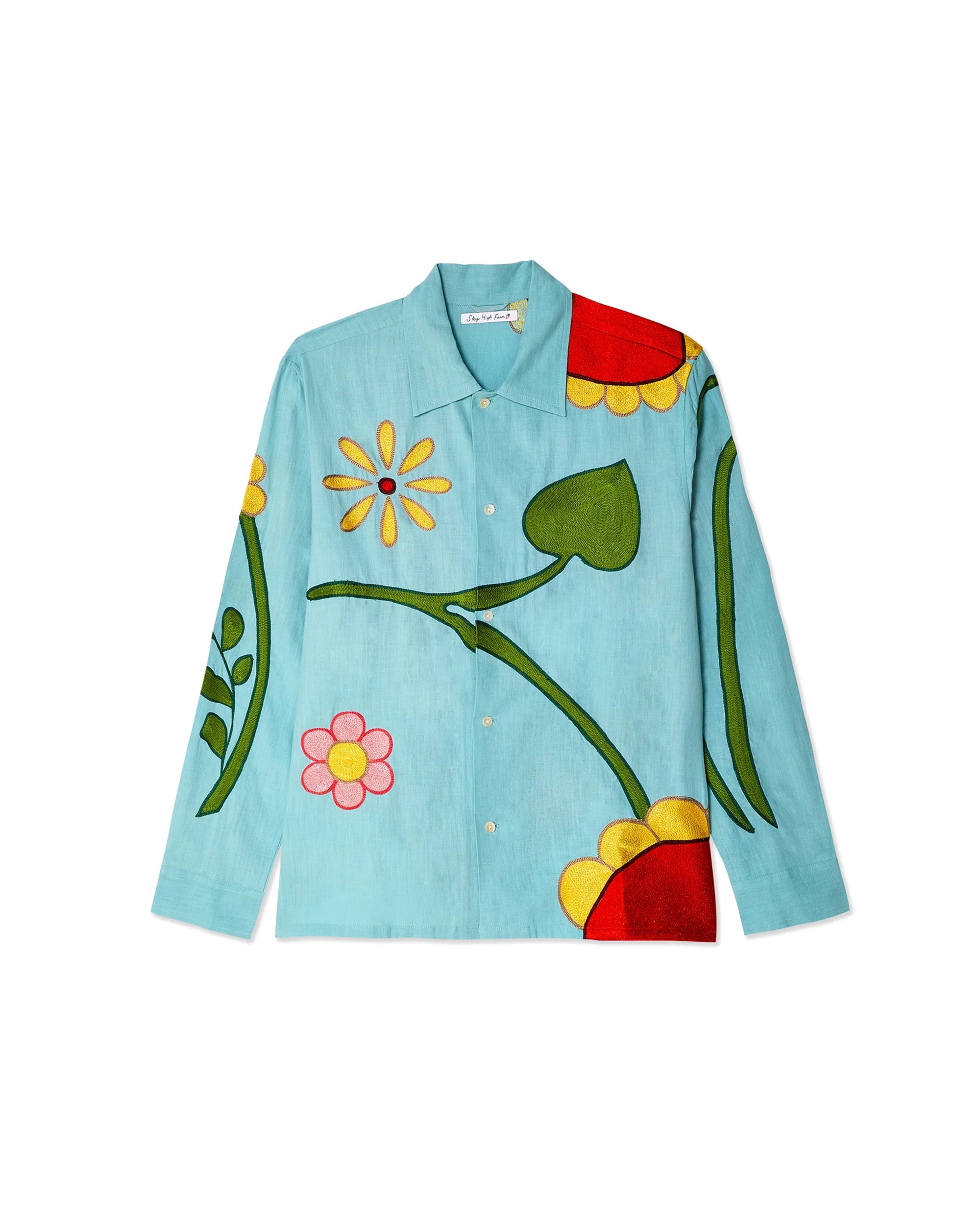 Boticelli Embroidered Flower Shirt - Light Blue
