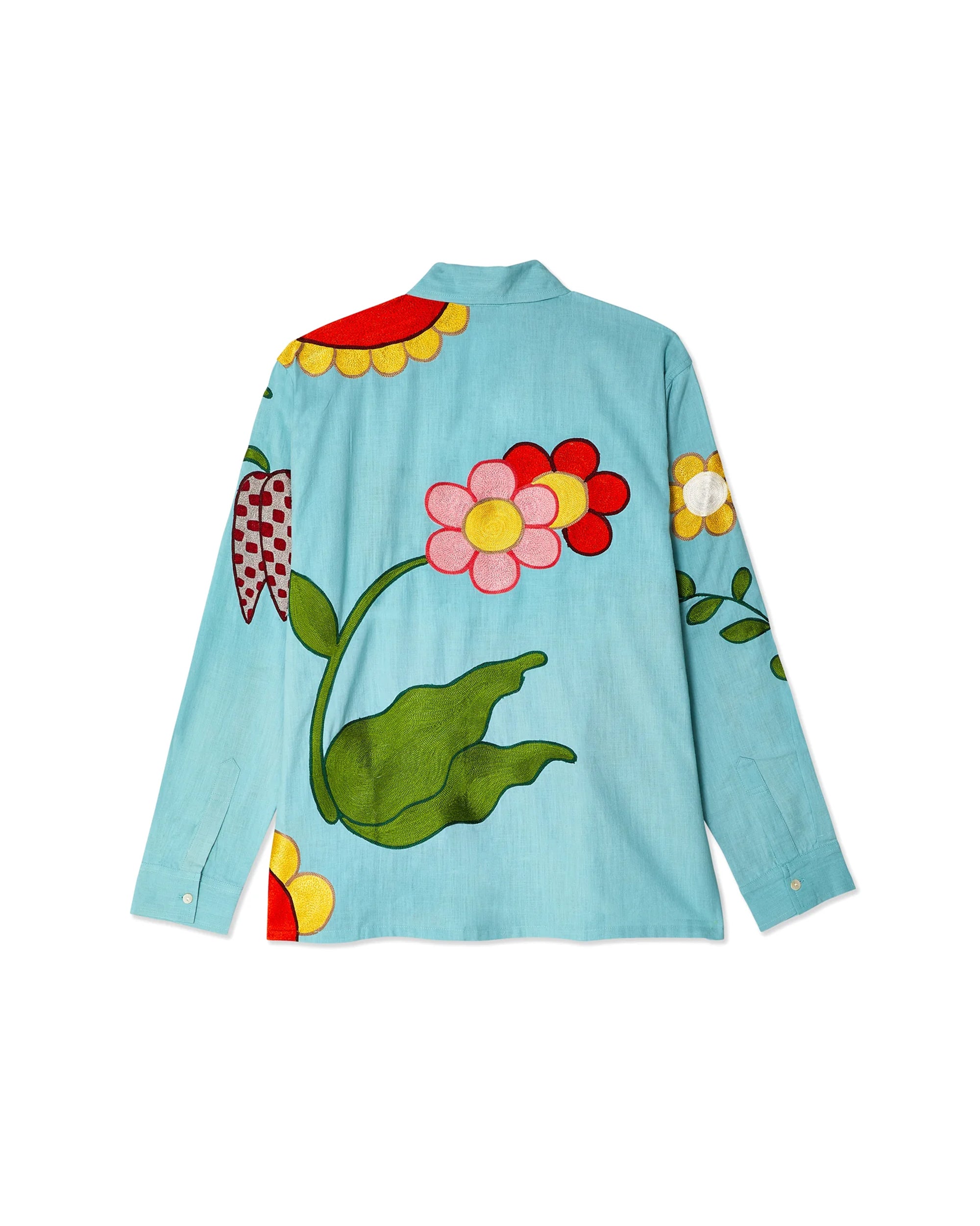 Boticelli Embroidered Flower Shirt - Light Blue