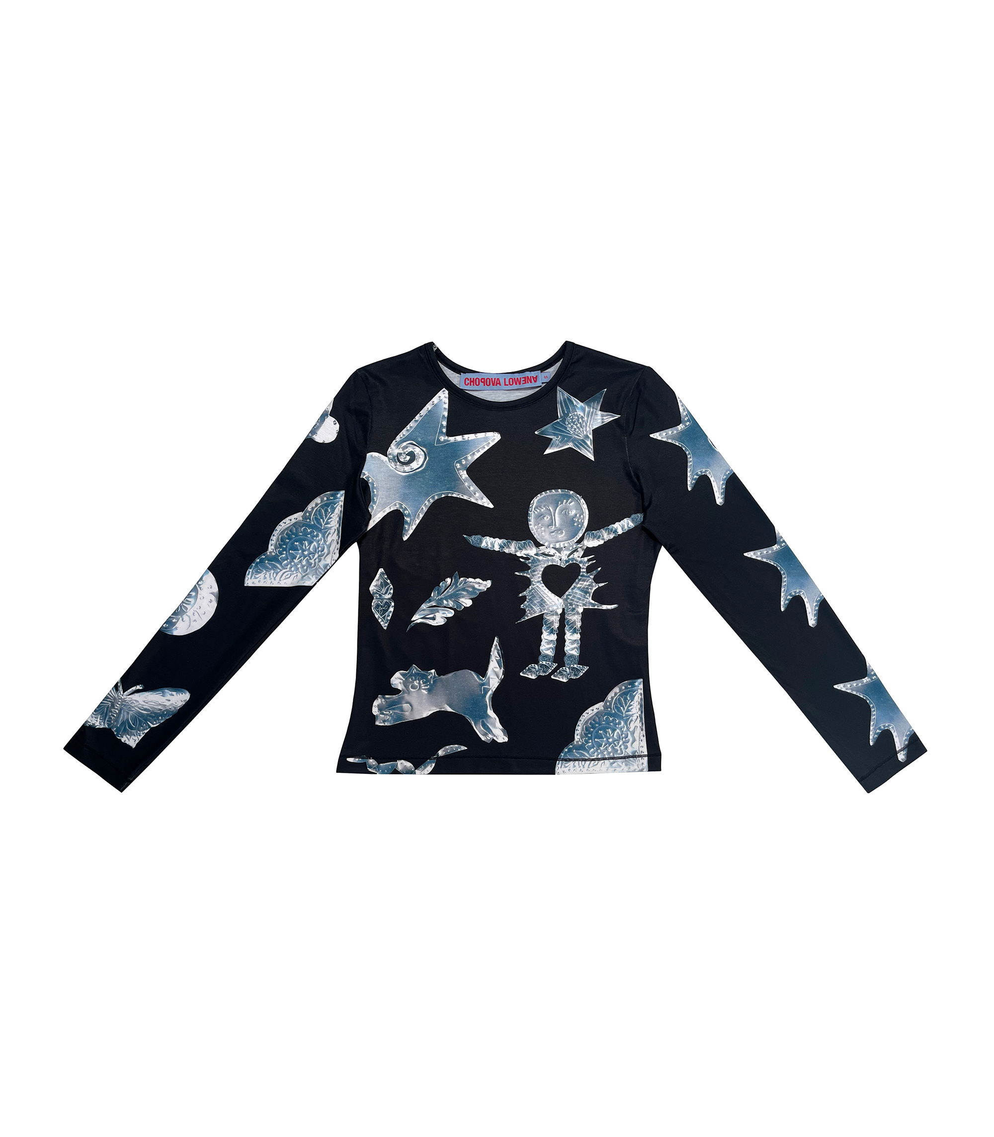Metal Scratchy Fitted Jersey Top - Black