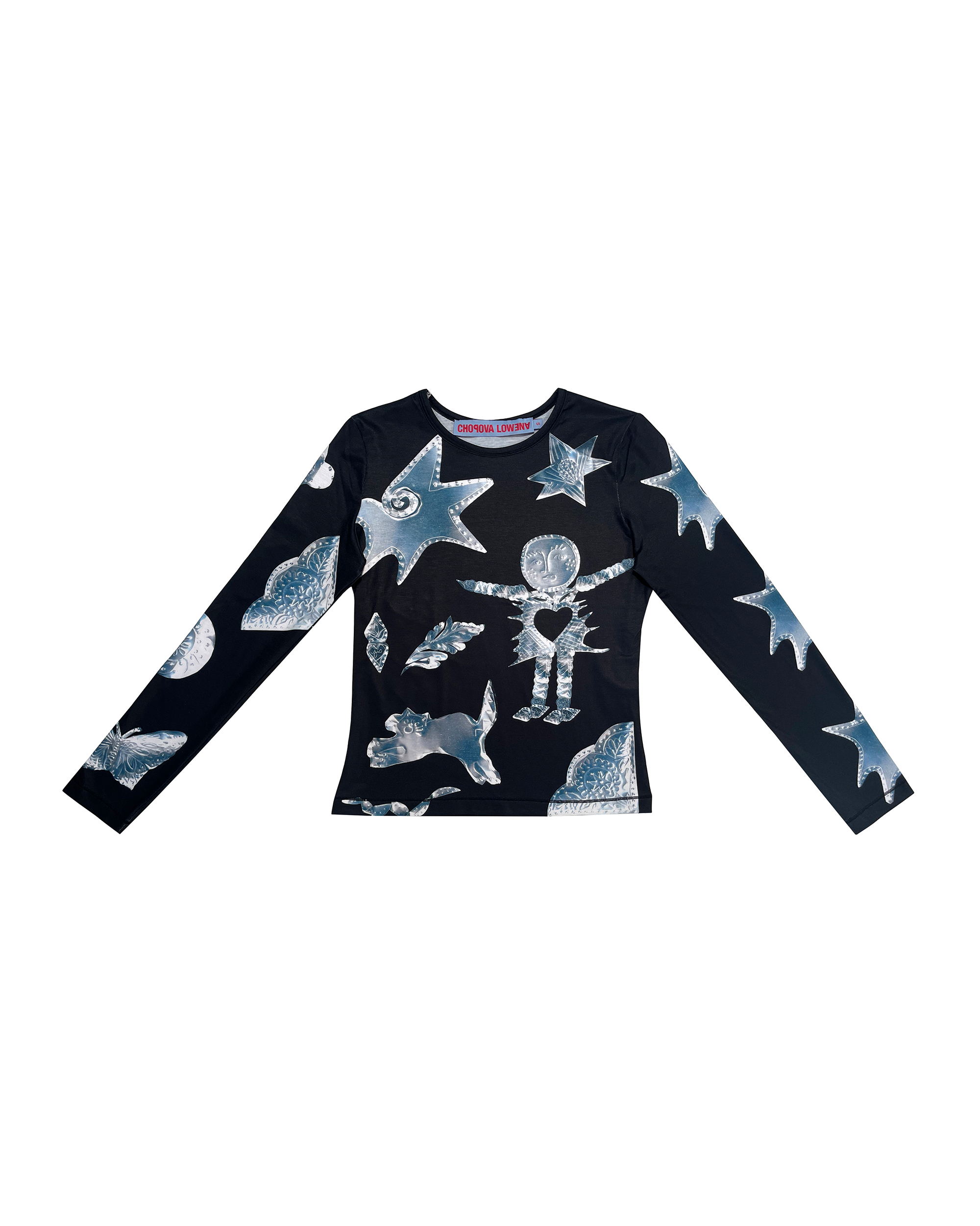 Metal Scratchy Fitted Jersey Top - Black