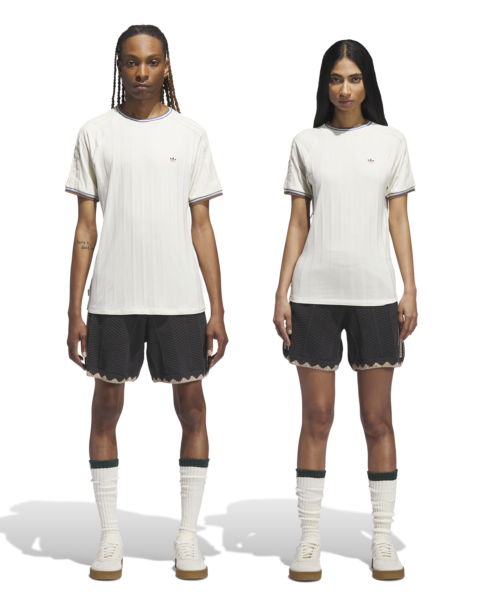 CLOT Knit Collar 3-Stripes T-Shirt - Cream