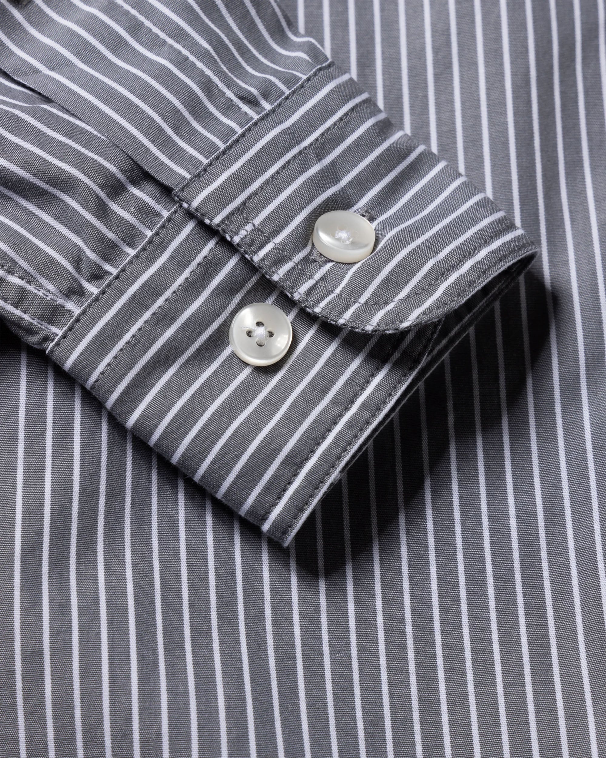 Stripe Poplin Classic Shirt - Grey
