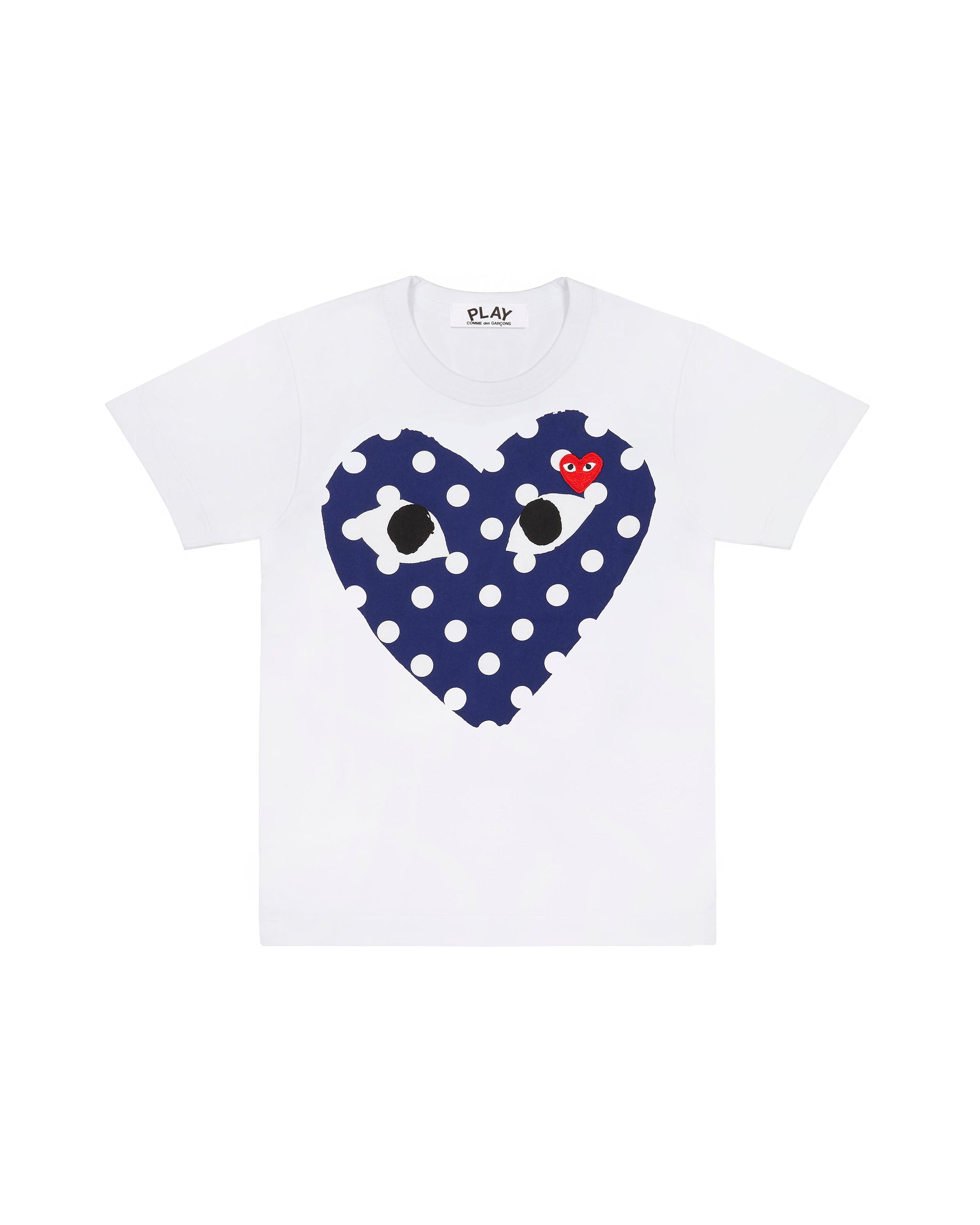 Women's Polka Dot Big Heart T-Shirt - White / Navy