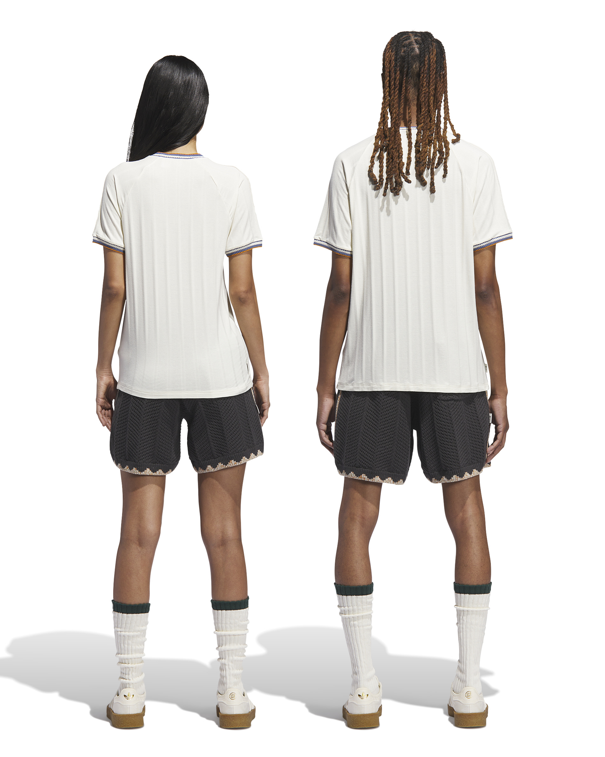 CLOT Knit Collar 3-Stripes T-Shirt - Cream