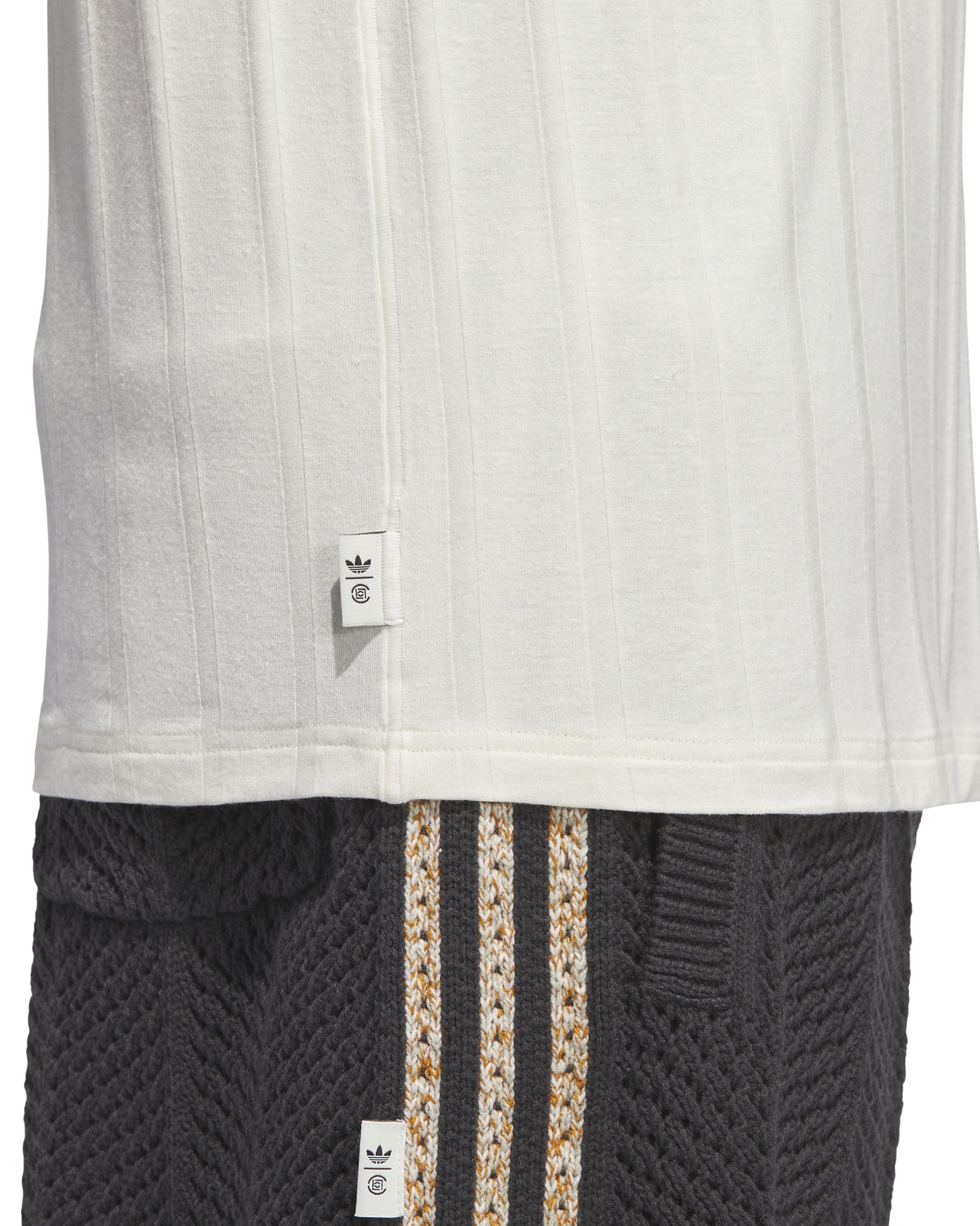 CLOT Knit Collar 3-Stripes T-Shirt - Cream