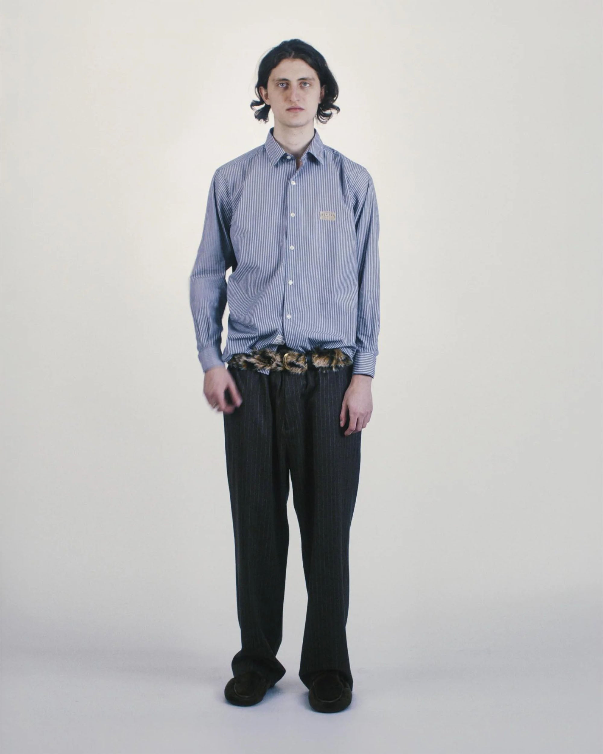 Stripe Poplin Classic Shirt - Grey