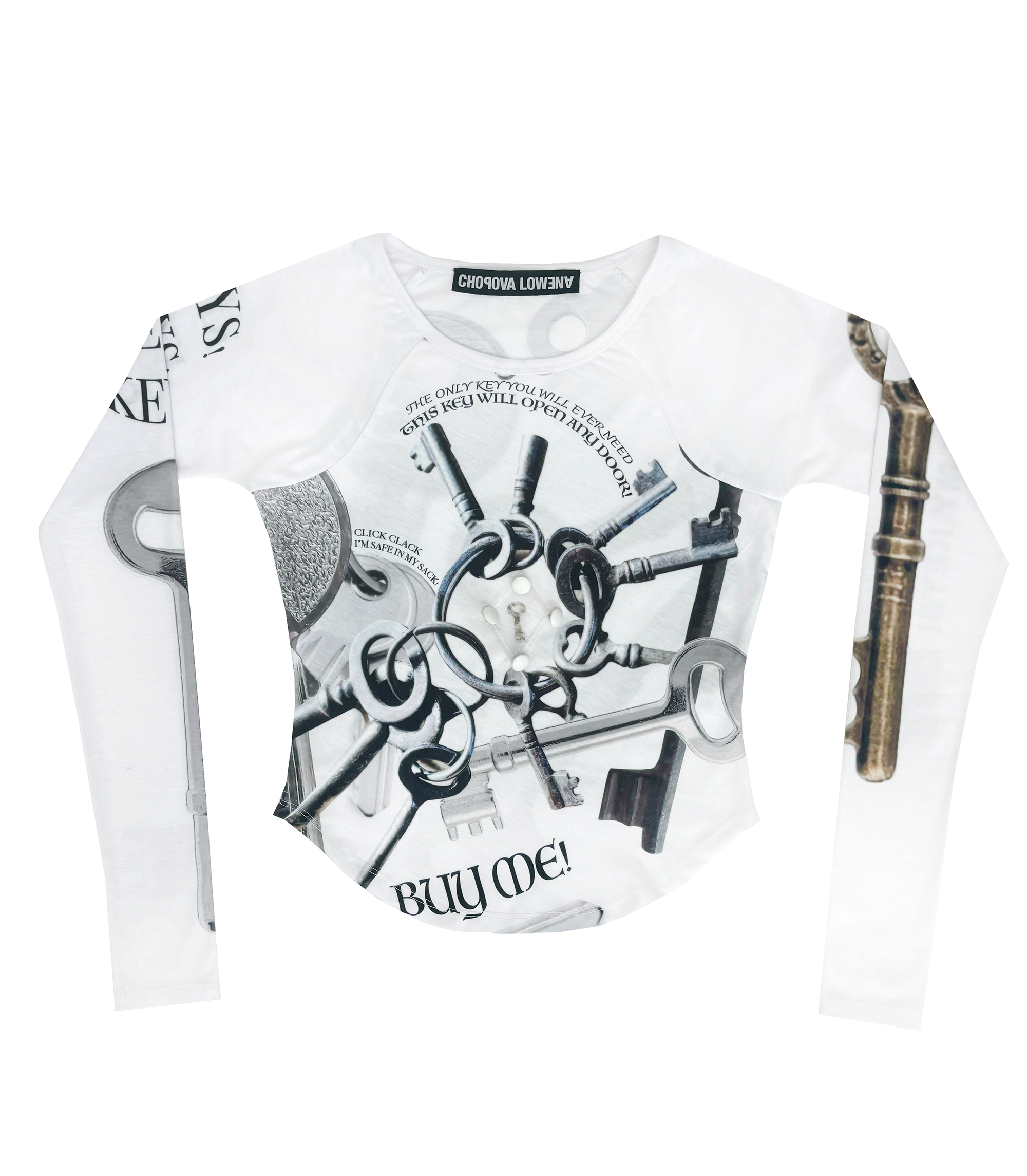 Angelica Key Fitted Jersey Top - White